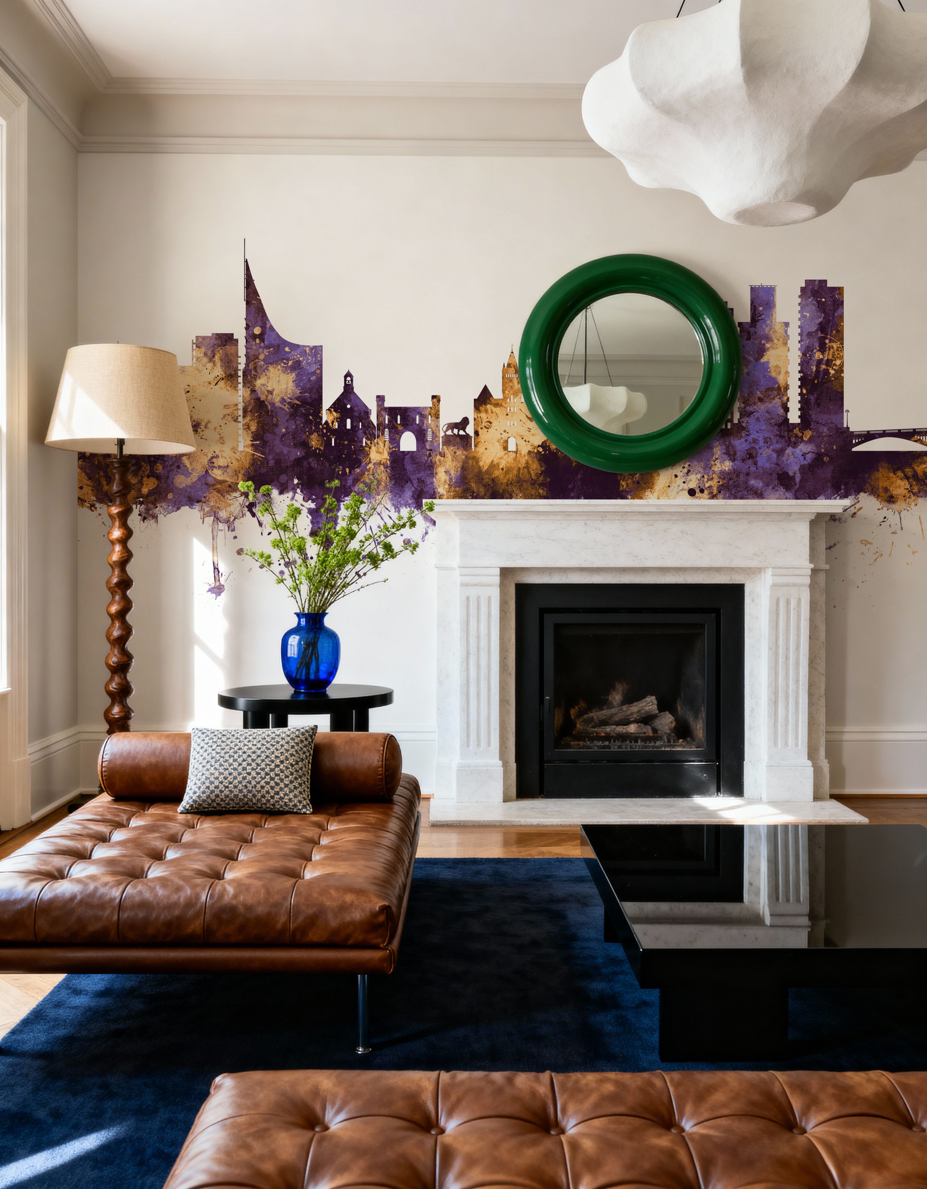 Reading England Skyline Purple & Gold