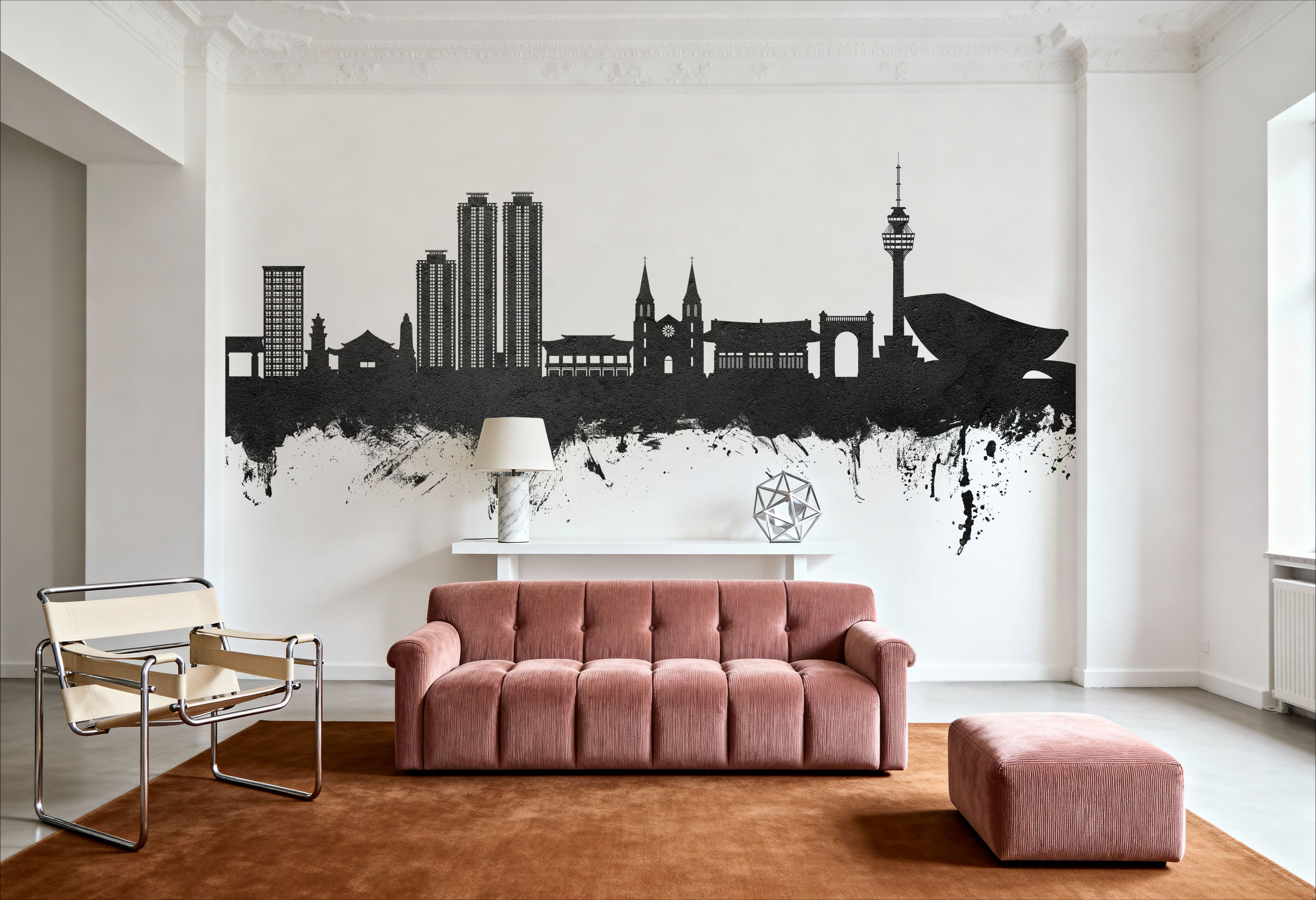 Daegu South Korea Skyline Black & White