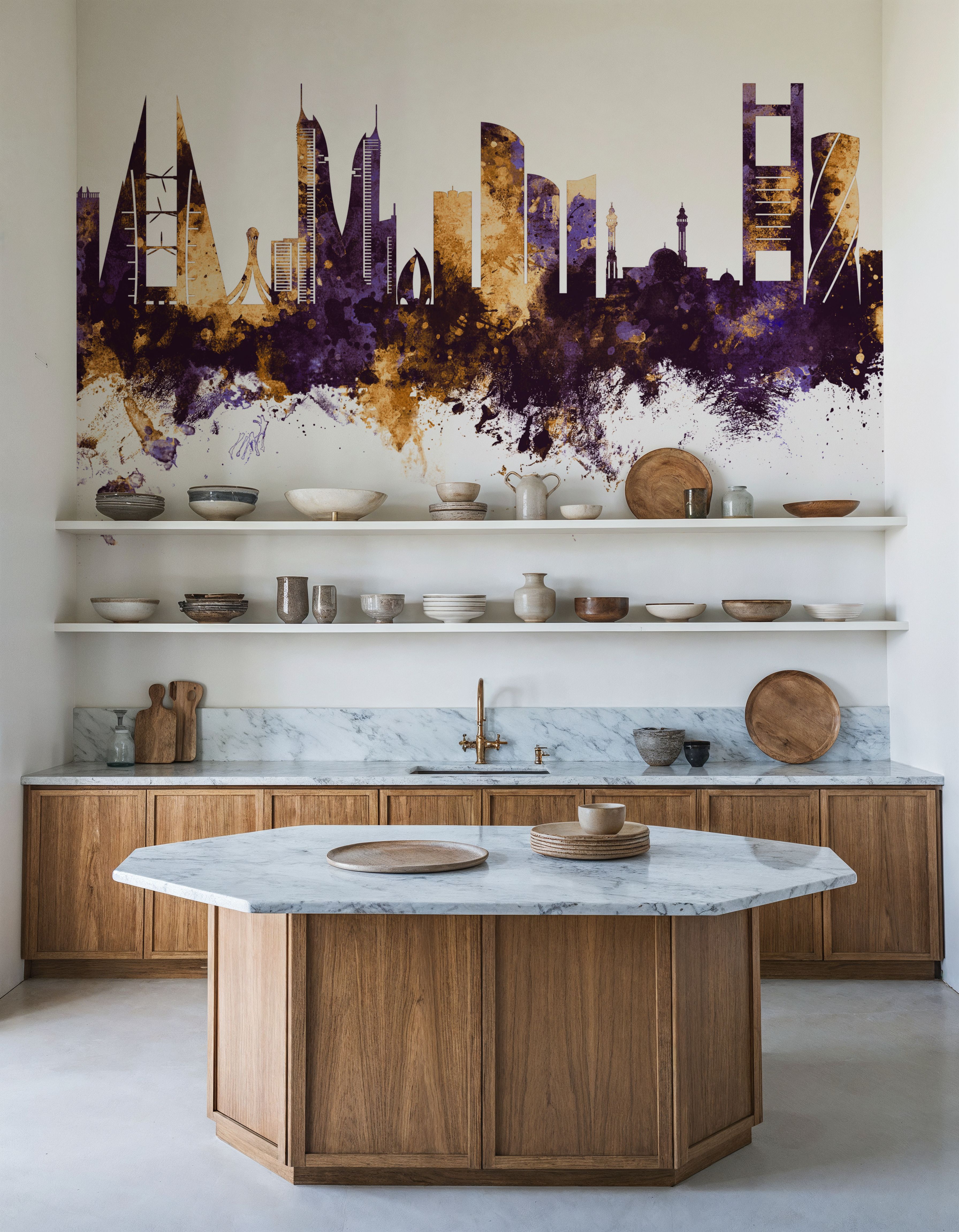 Manama Skyline Purple & Gold