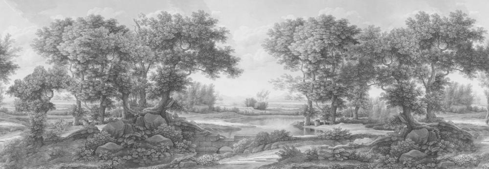 Riverbank Oak Landscape, Pewter