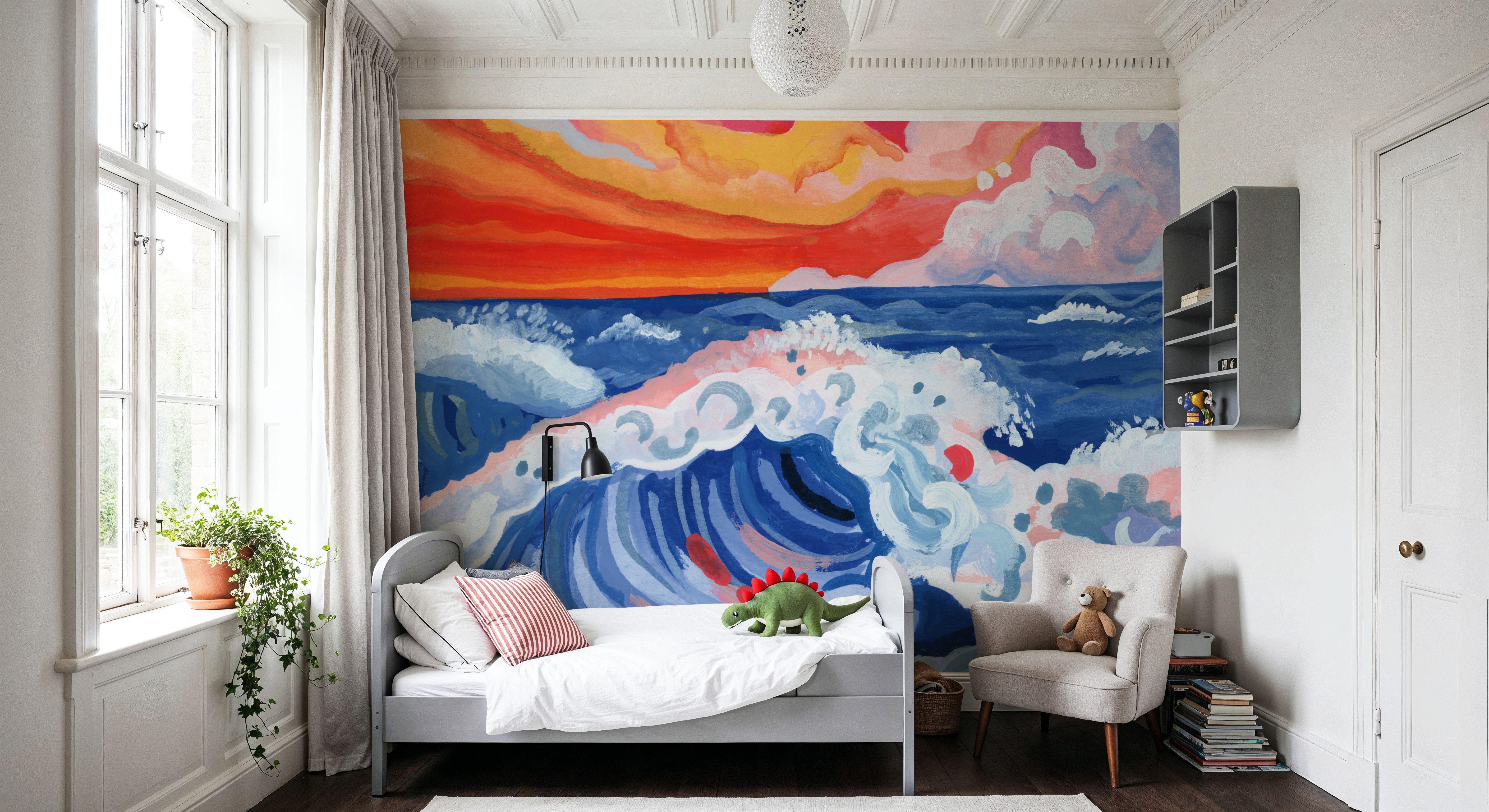 Waves Crashing With Sunset