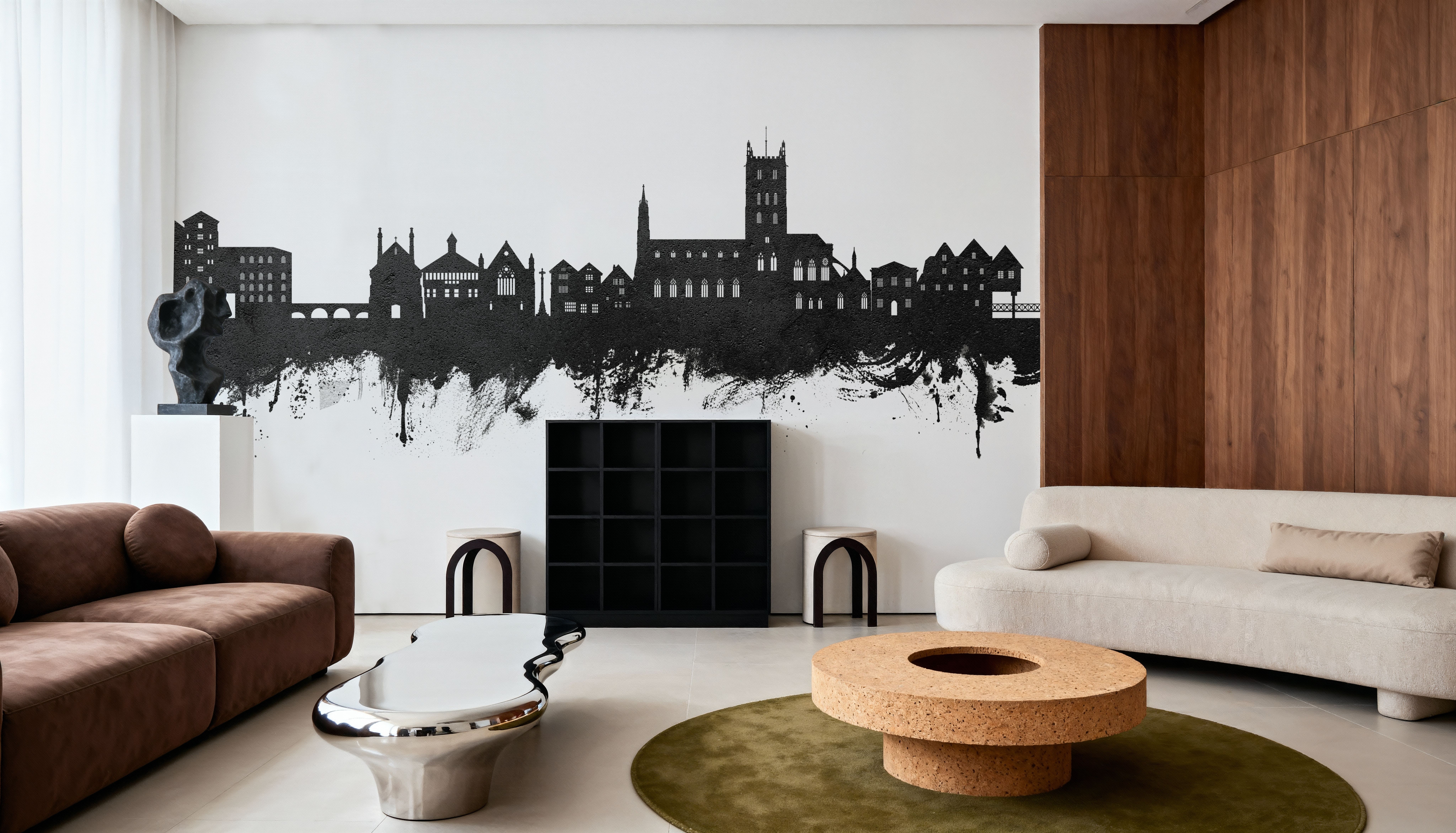 Tewkesbury England Skyline Blck & White