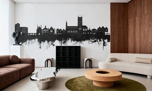 Tewkesbury England Skyline Blck & White