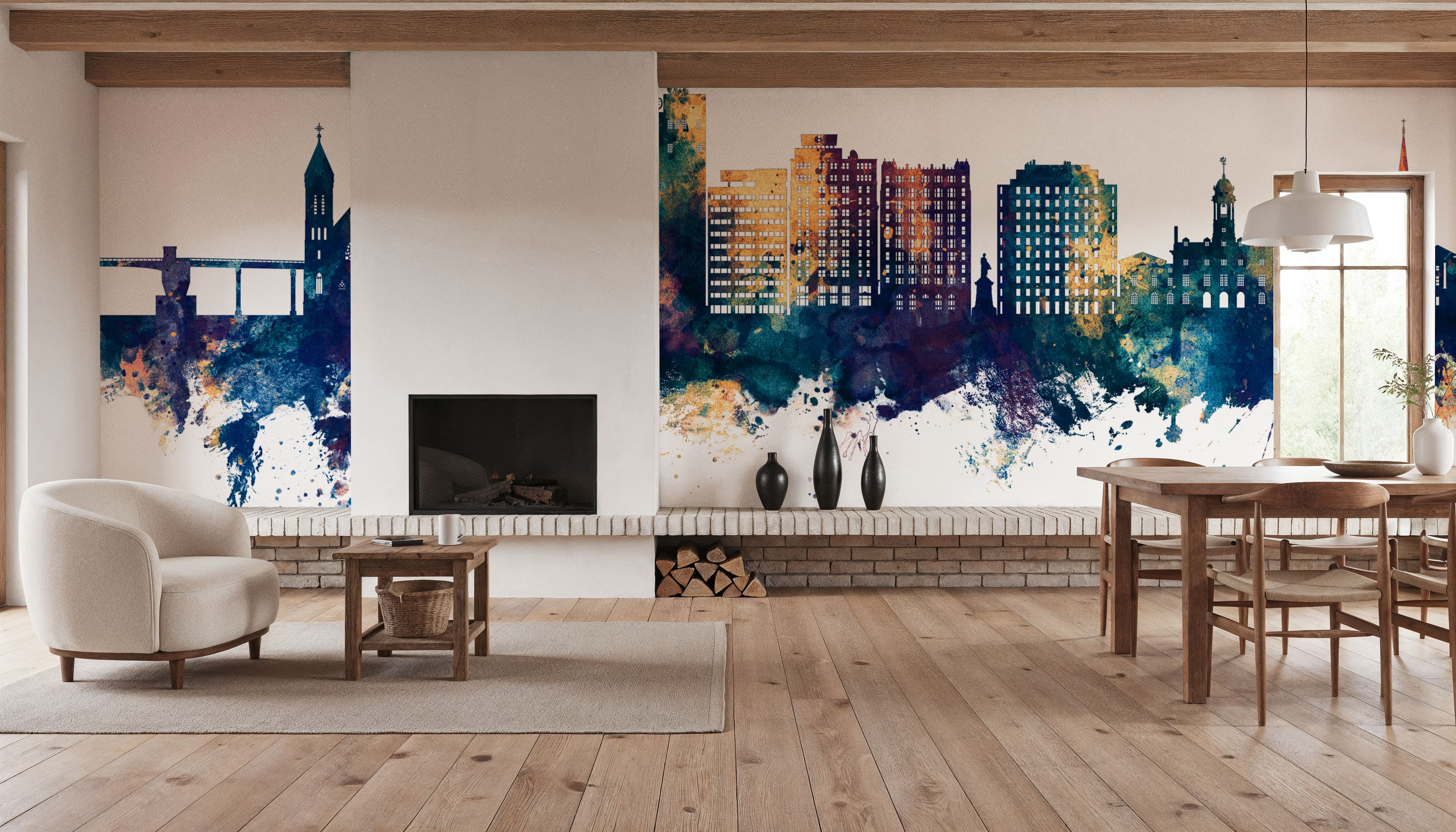 Portland Maine Skyline Blue & Bronze