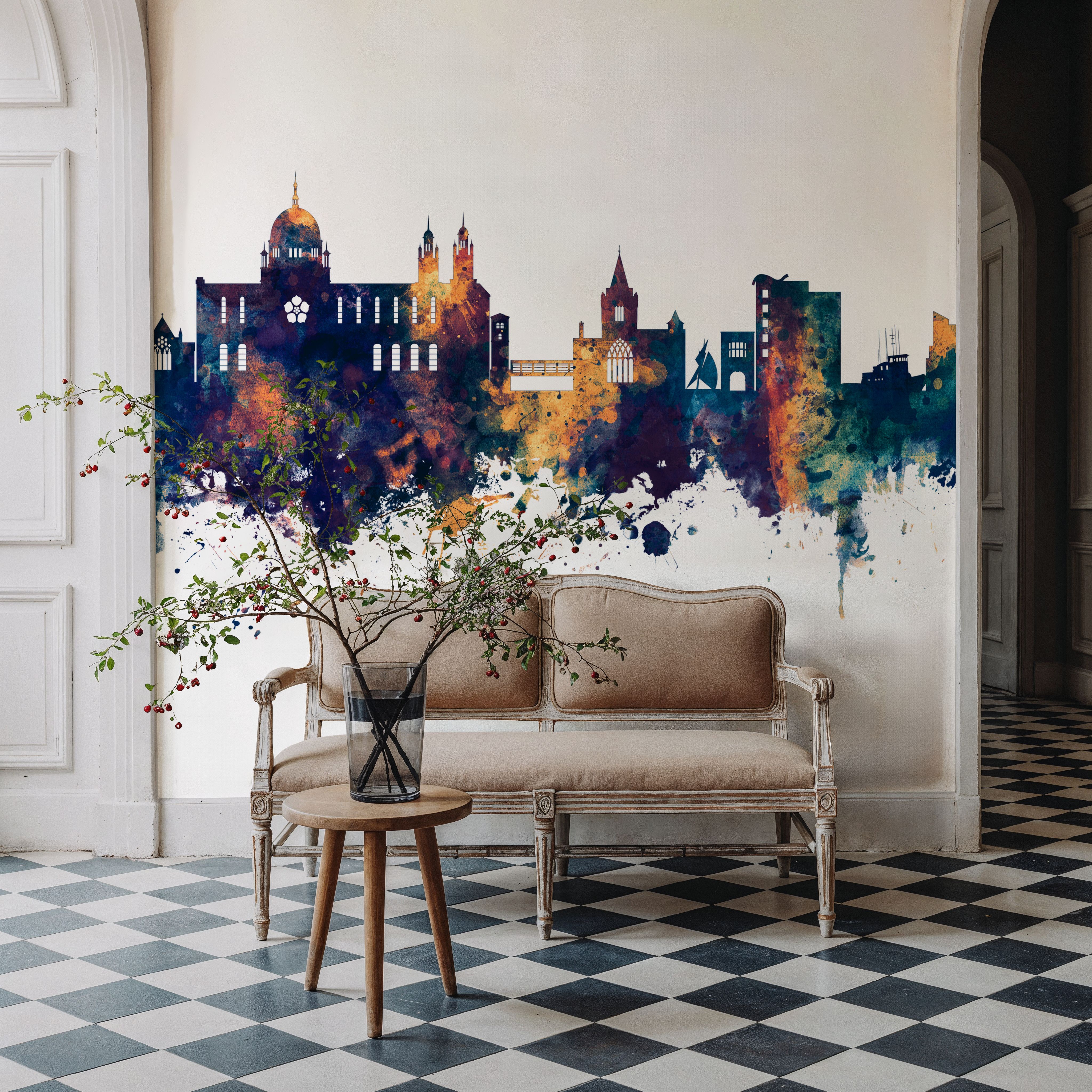 Galway Ireland Skyline Blue & Bronze