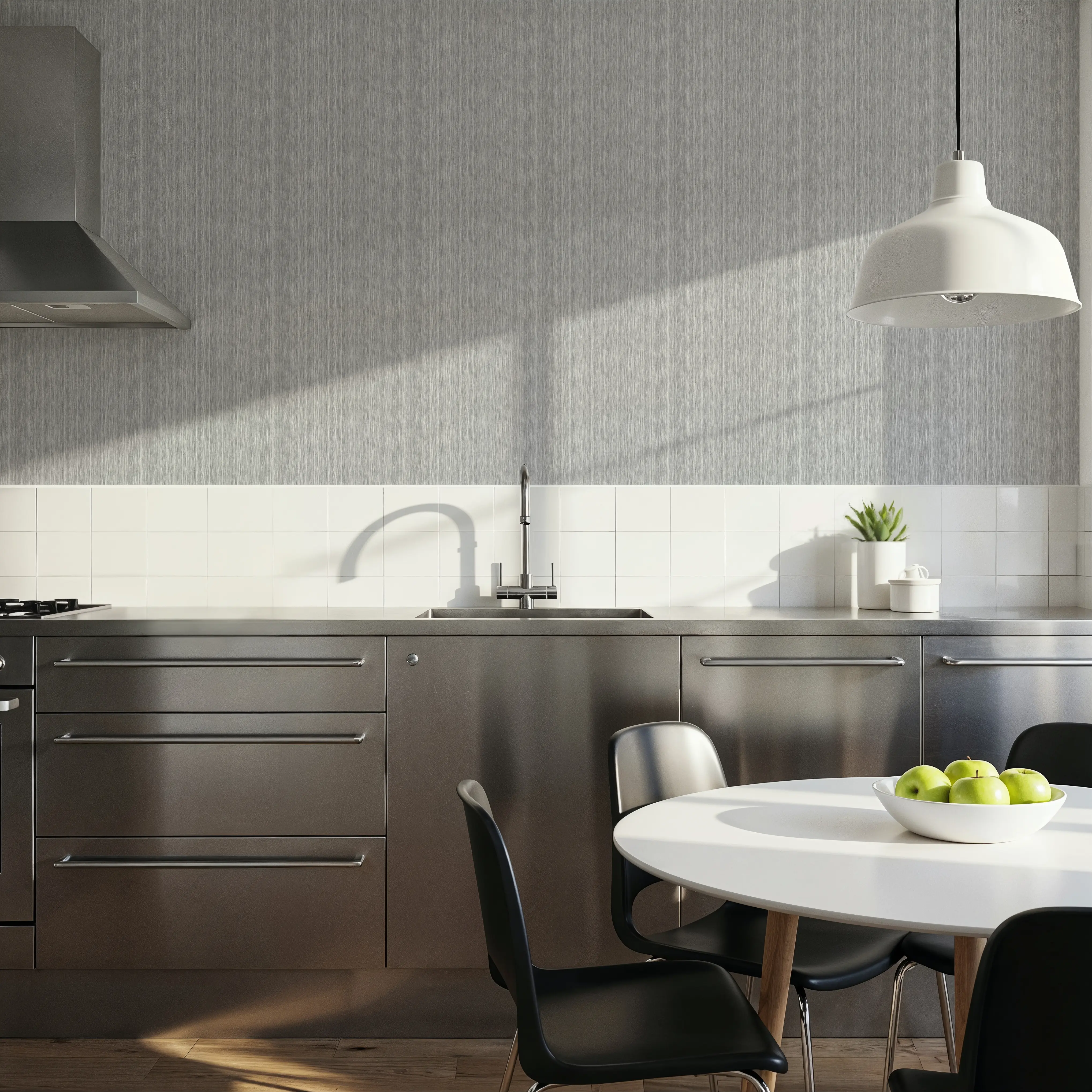 Wallpaper - Faux Cloth Texture, Stone - Lines Textiles - Gray - Living room - Wallism UK - Peel & Stick or Paste-the-Wall