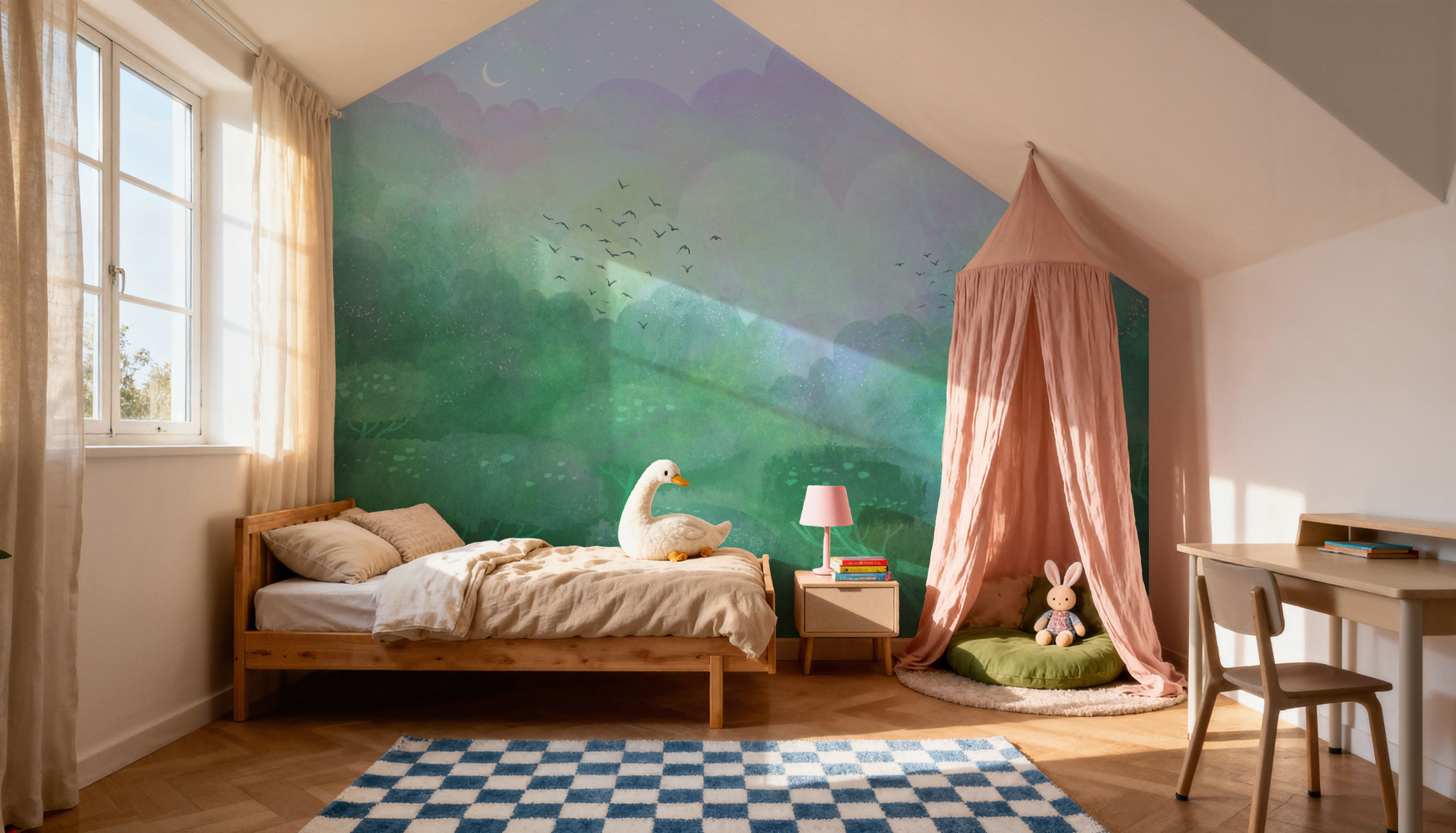 Dreamy Landscape, Powder Blue, Wallpaper