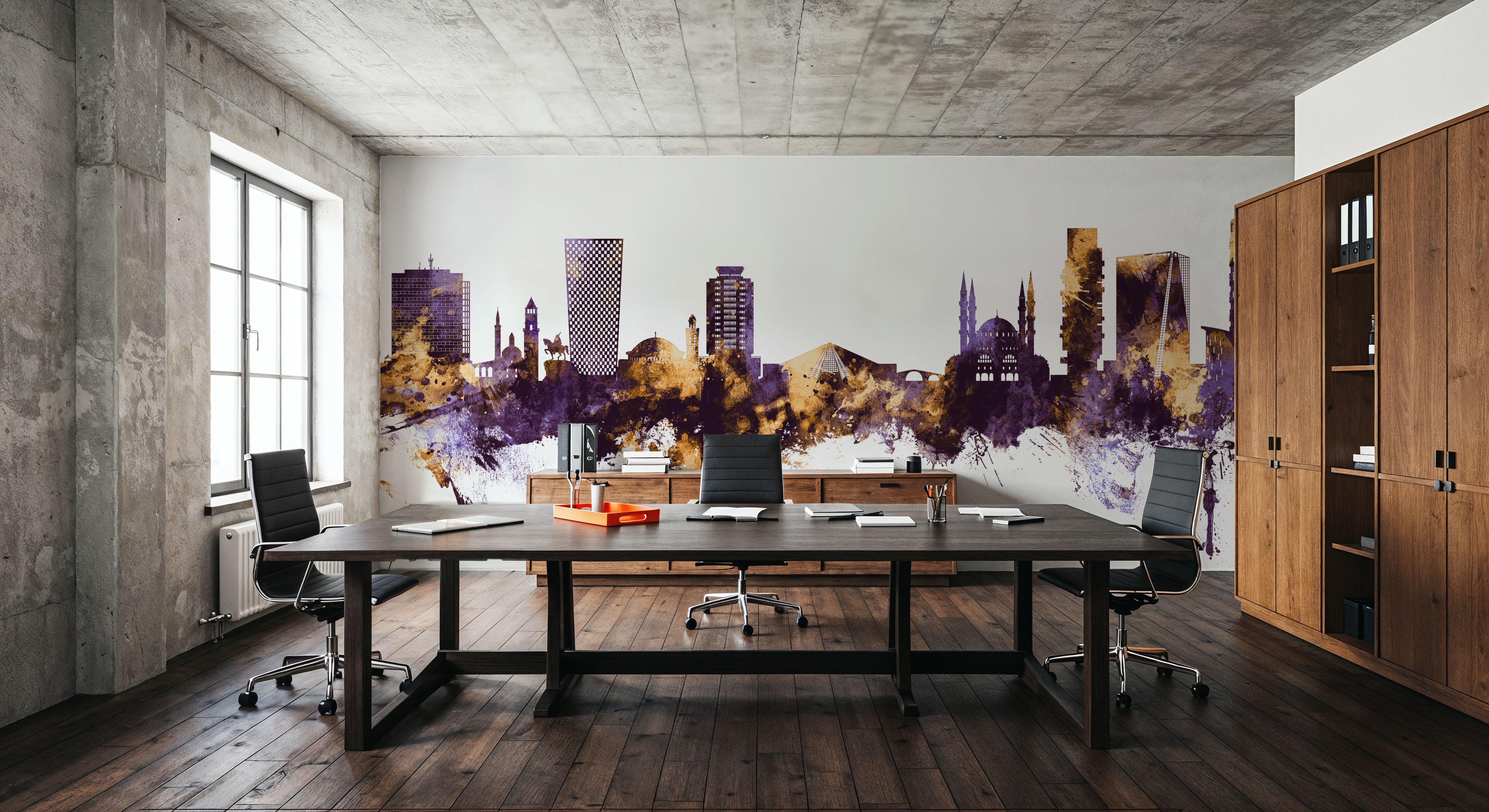 Tirana Skyline Purple & Gold