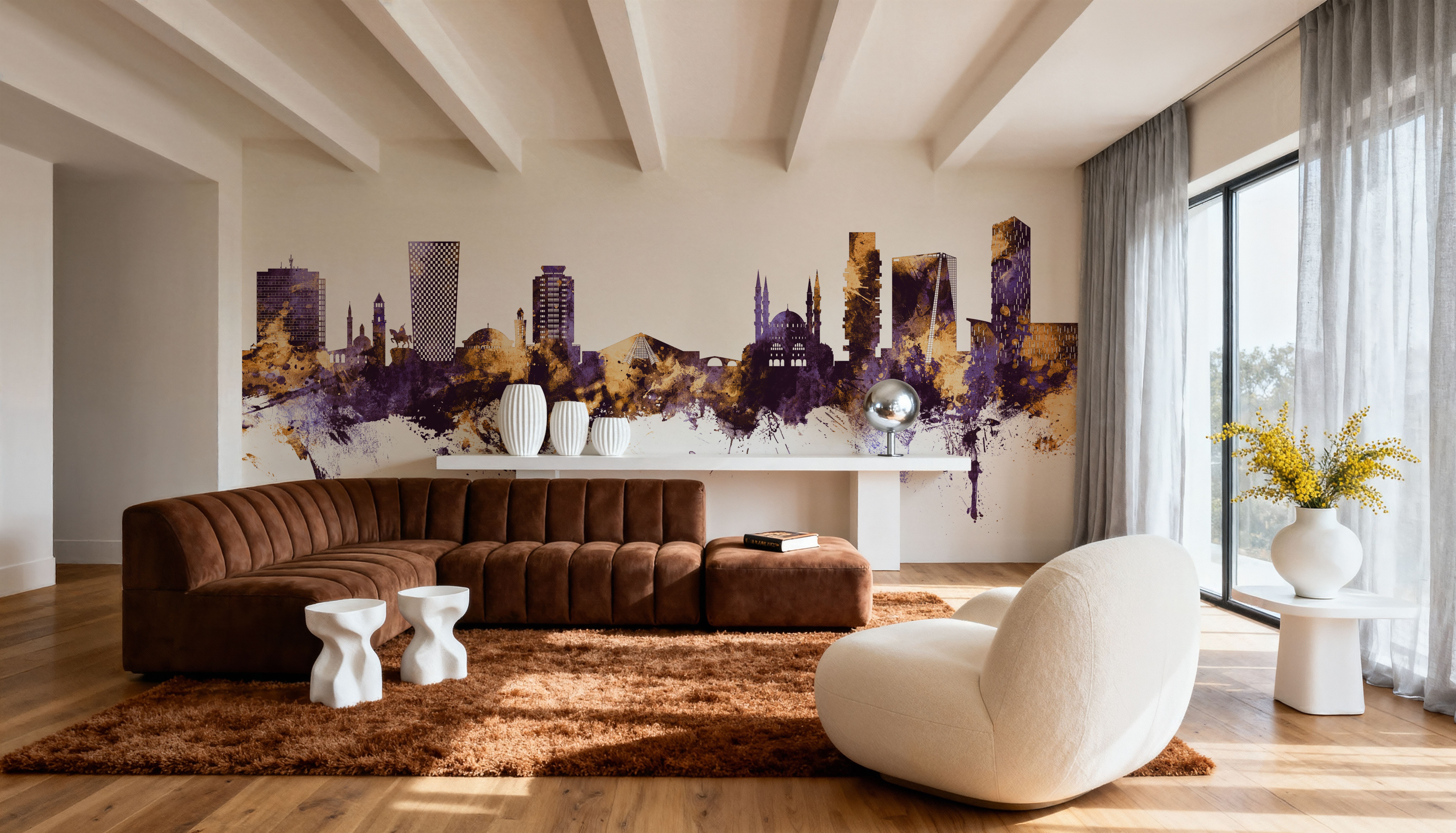 Tirana Skyline Purple & Gold
