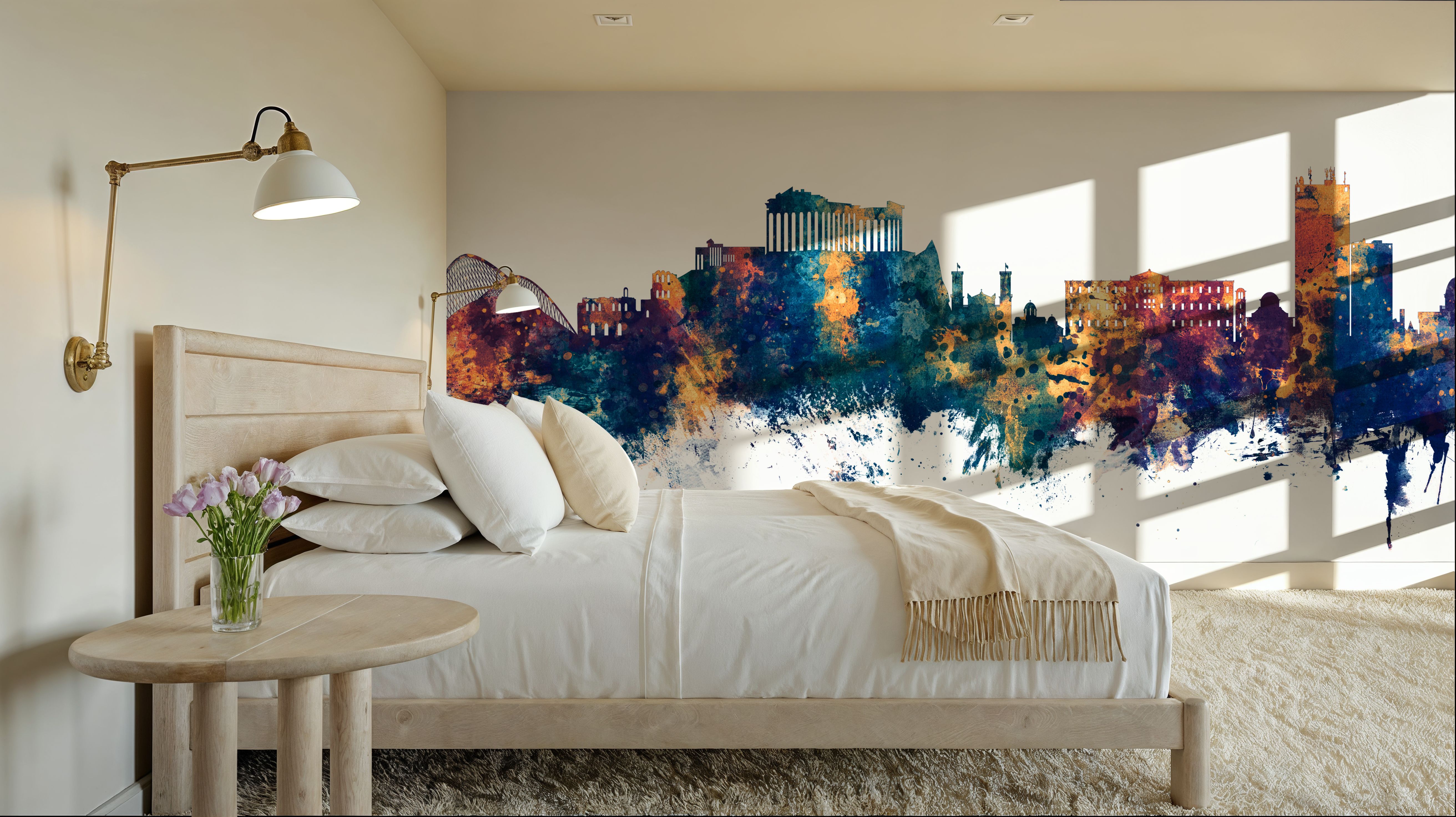 Athens Greece Skyline Blue & Bronze