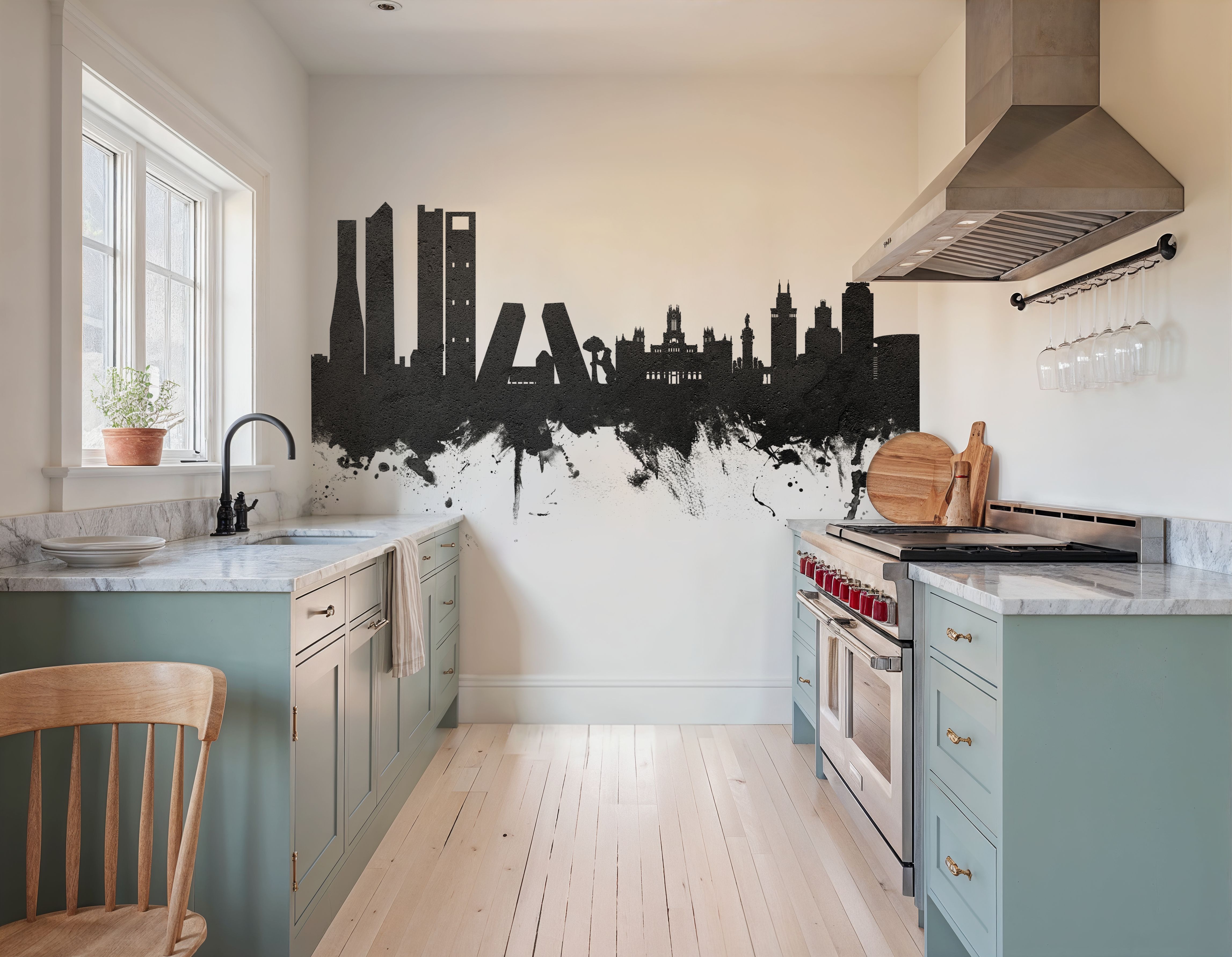 Madrid Skyline Black & White