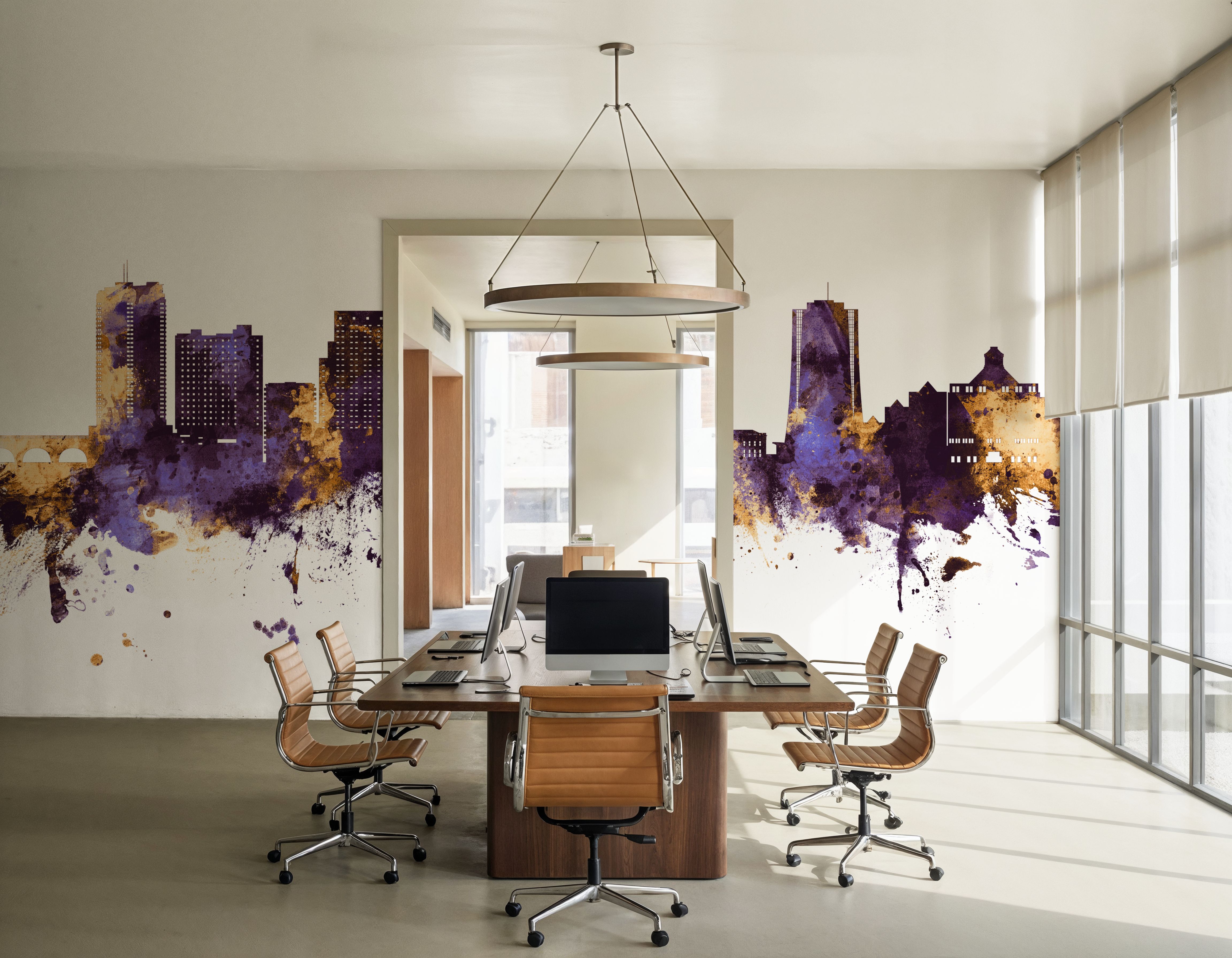 Stamford Connecticut Skyline Purple & Gold