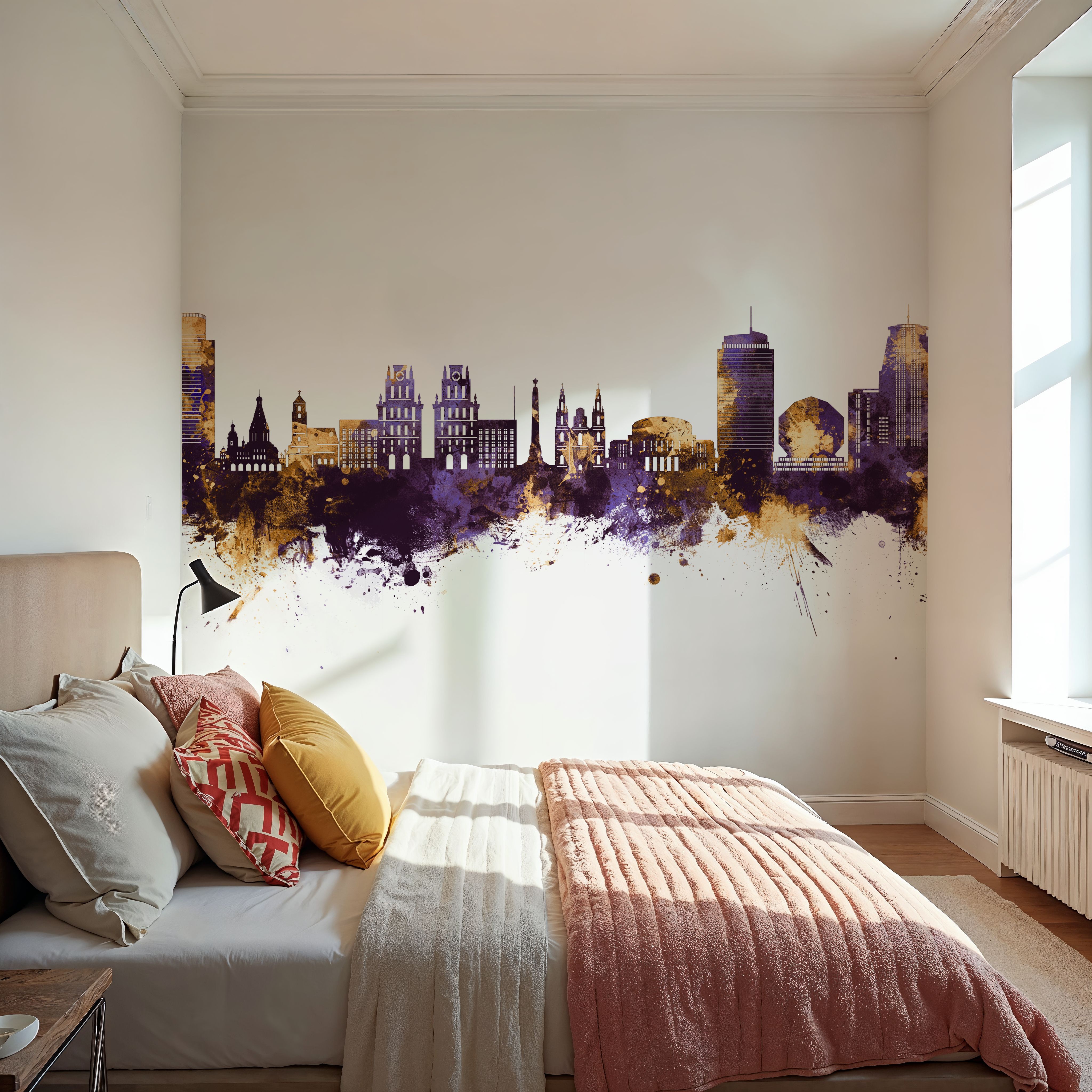 Minsk Belarus Skyline Purple & Gold