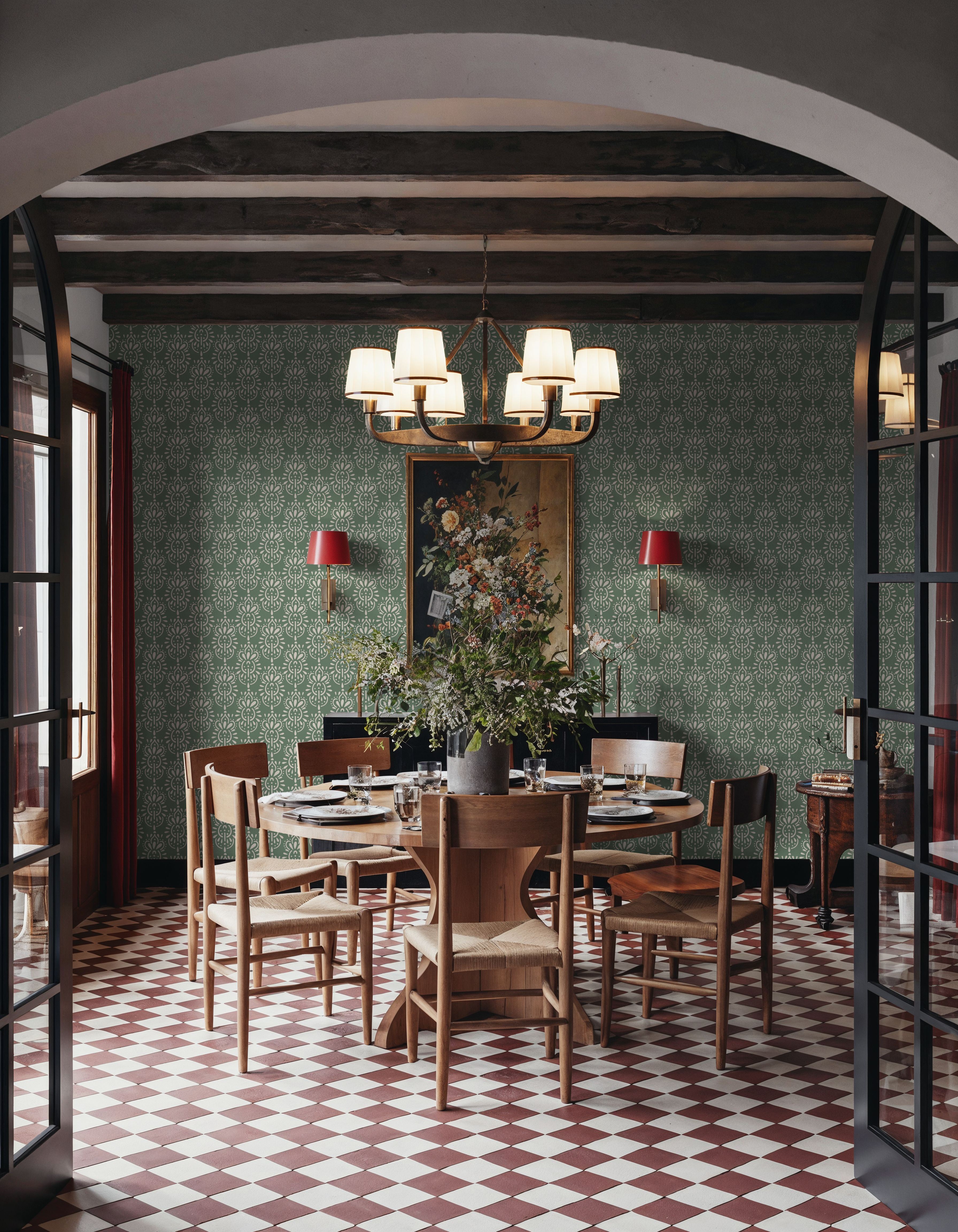 Wallpaper - Treasure Vault - Folk - Green - Offices - Wallism US - Premium, Textured or Peel & Stick