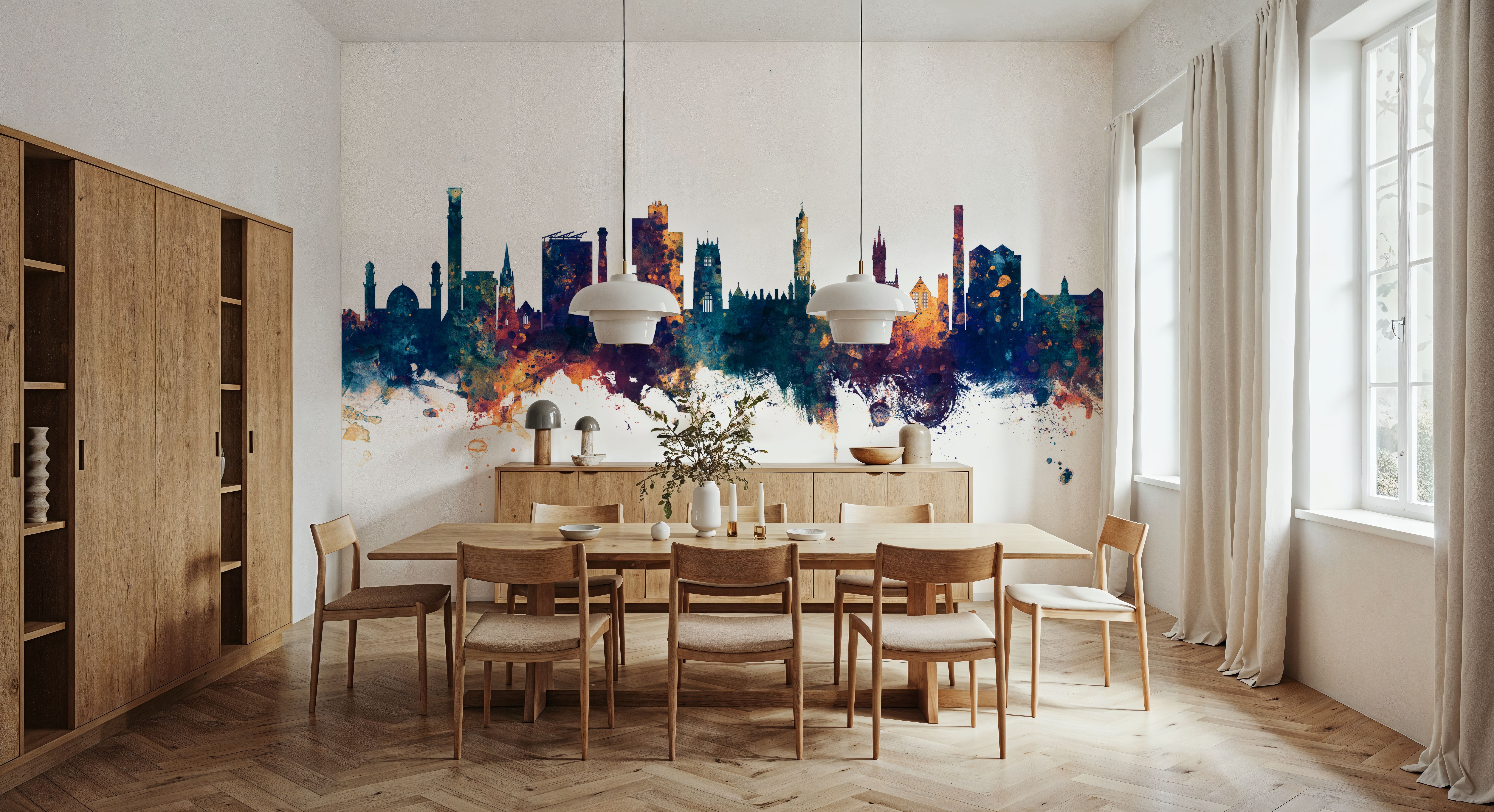 Bradford England Skyline Blue & Bronze, Wallpaper