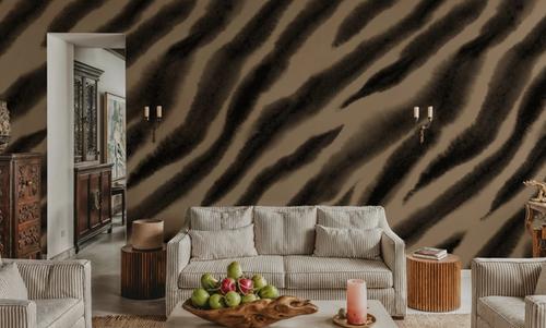 Watercolor Tiger Stripes, Mocha