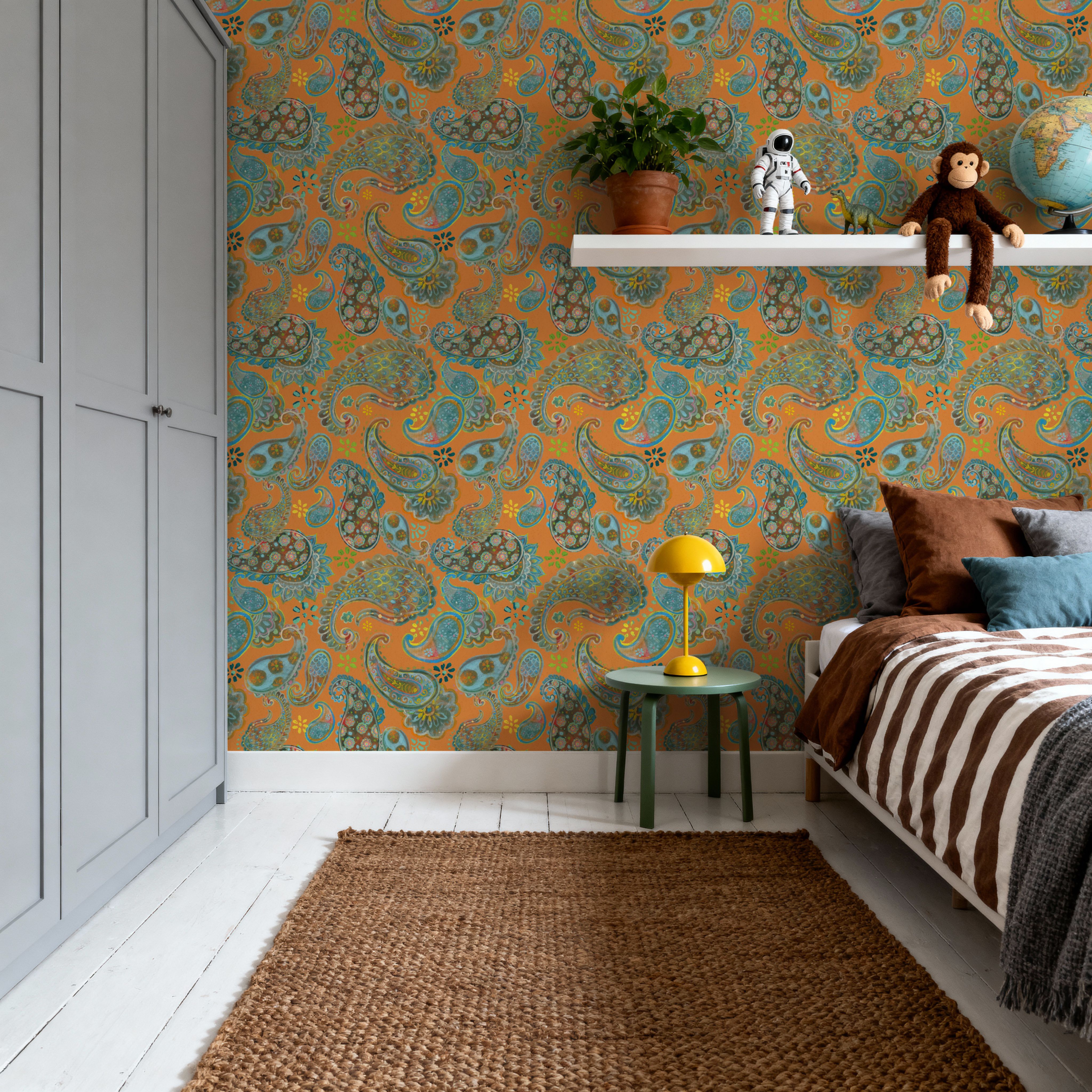 Big on Paisley Orange, Wallpaper