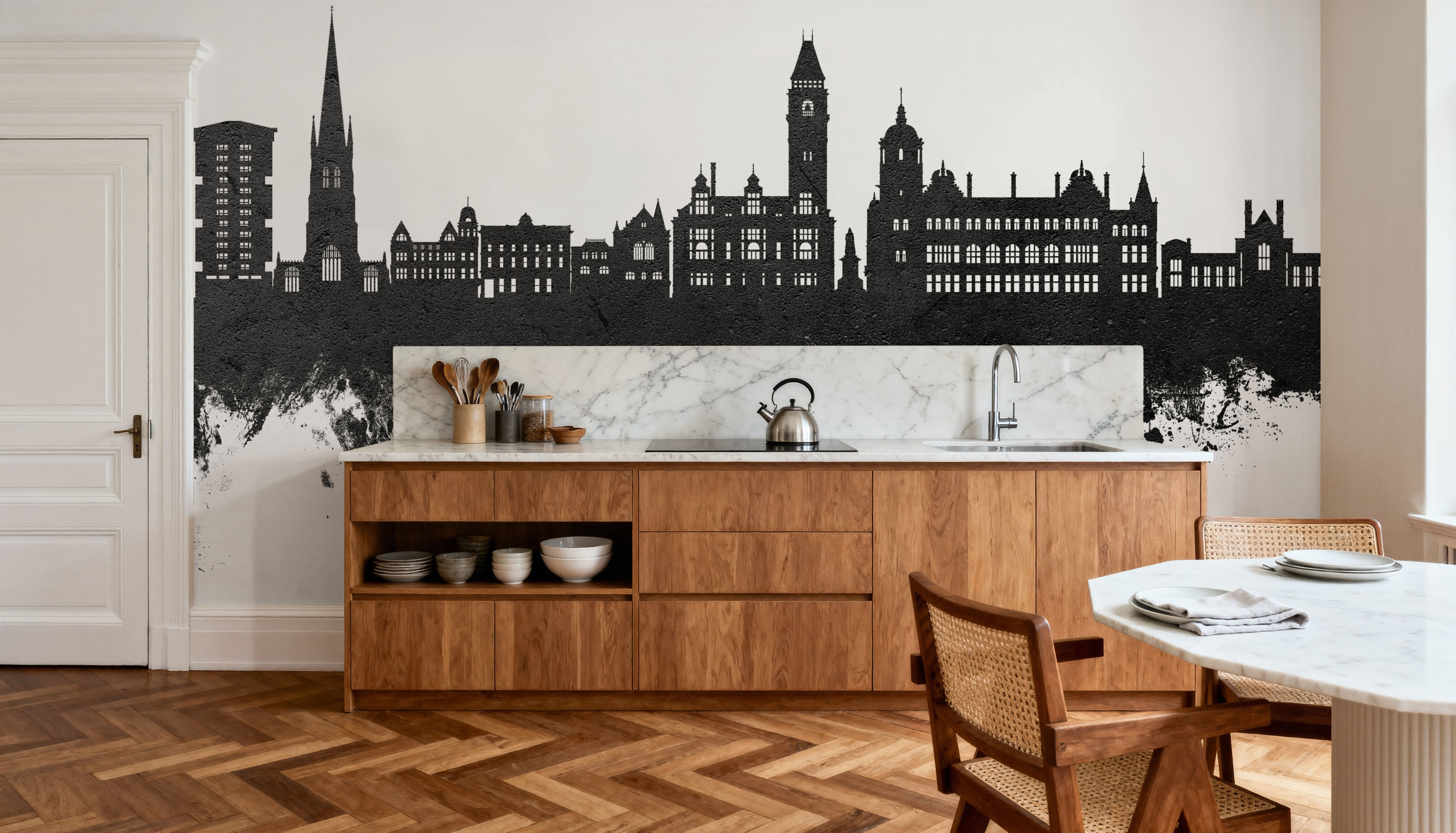 Wakefield England Skyline Black & White, Carte da parati
