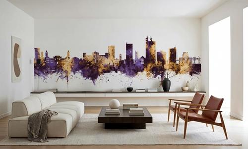 Lubbock Texas Skyline Purple & Gold
