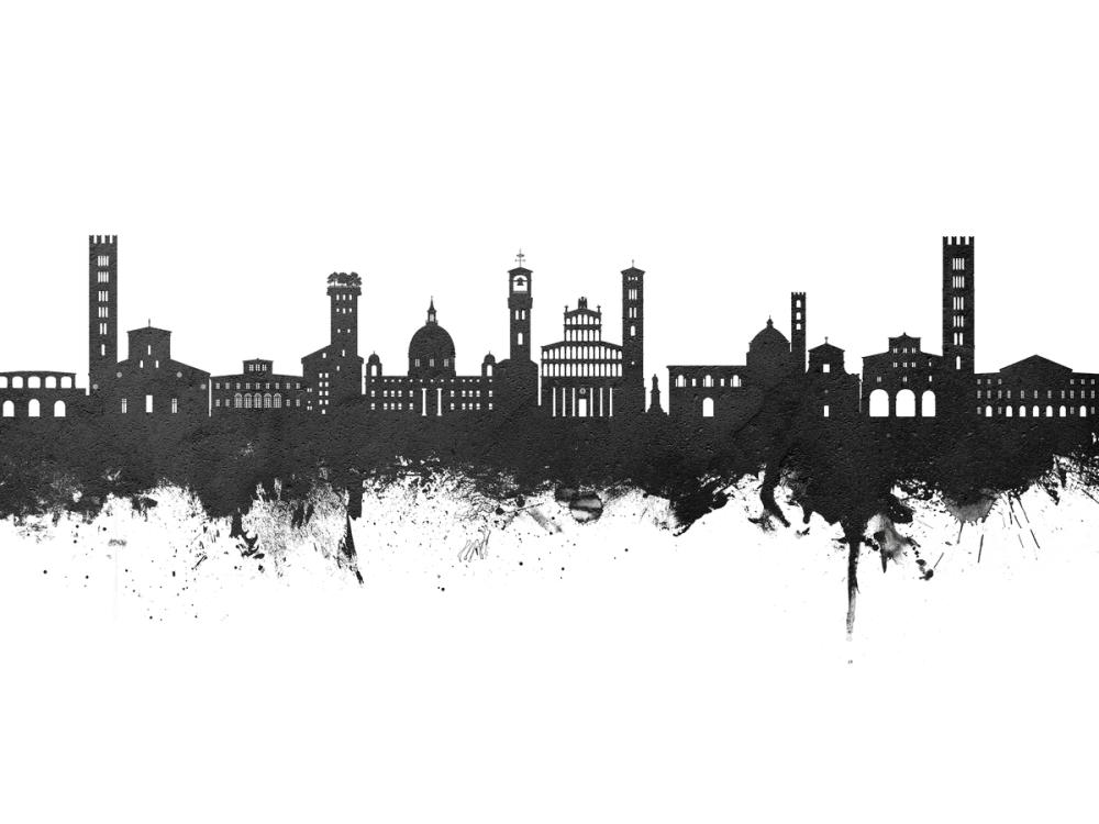 Lucca Italy Skyline Black & White