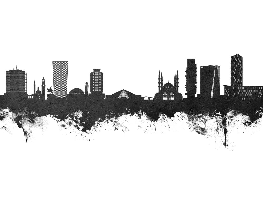 Tirana Skyline Black & White