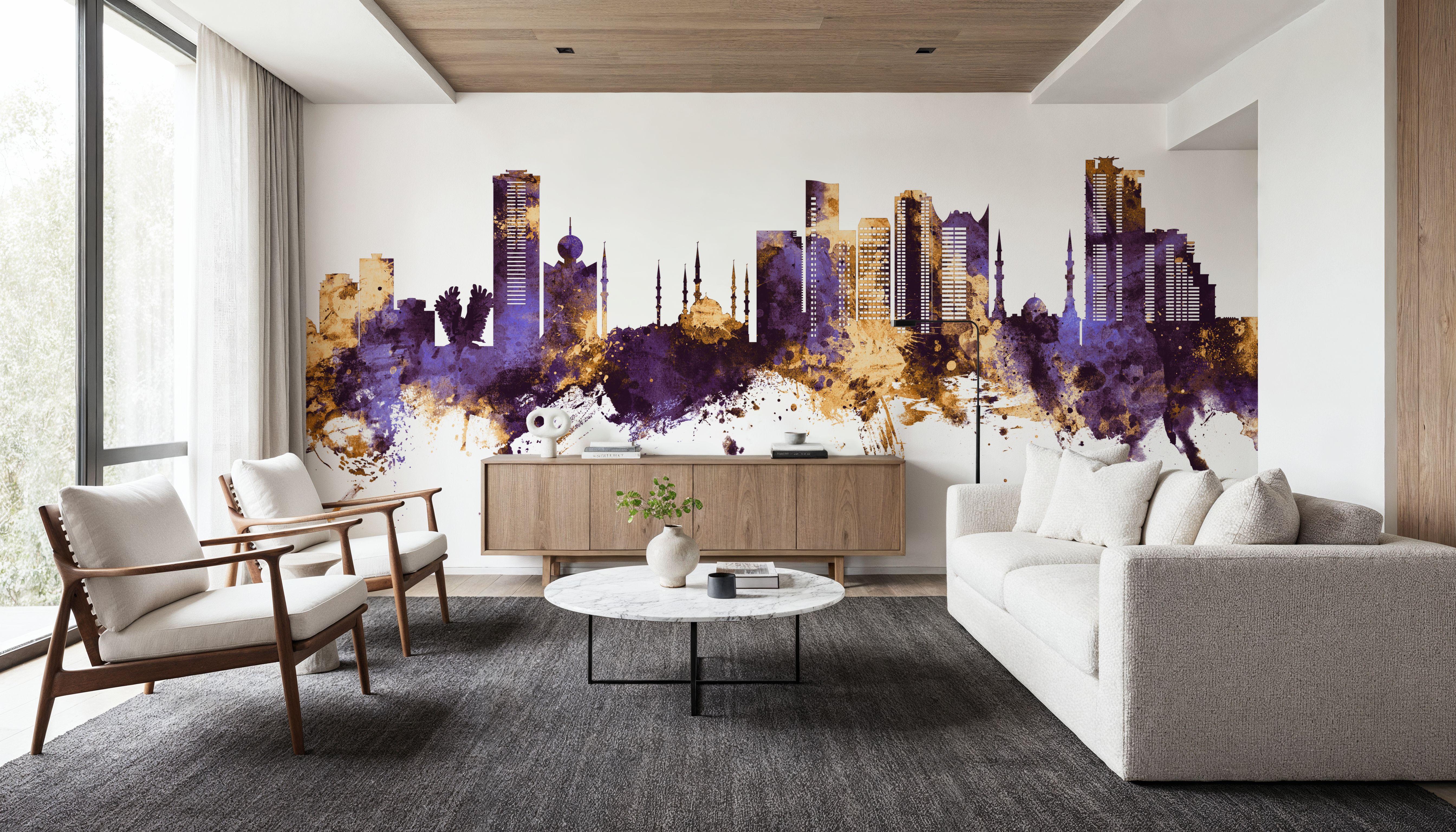 Fujairah Skyline Purple & Gold, Wallpaper