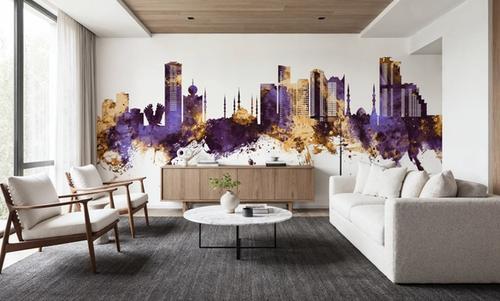 Fujairah Skyline Purple & Gold