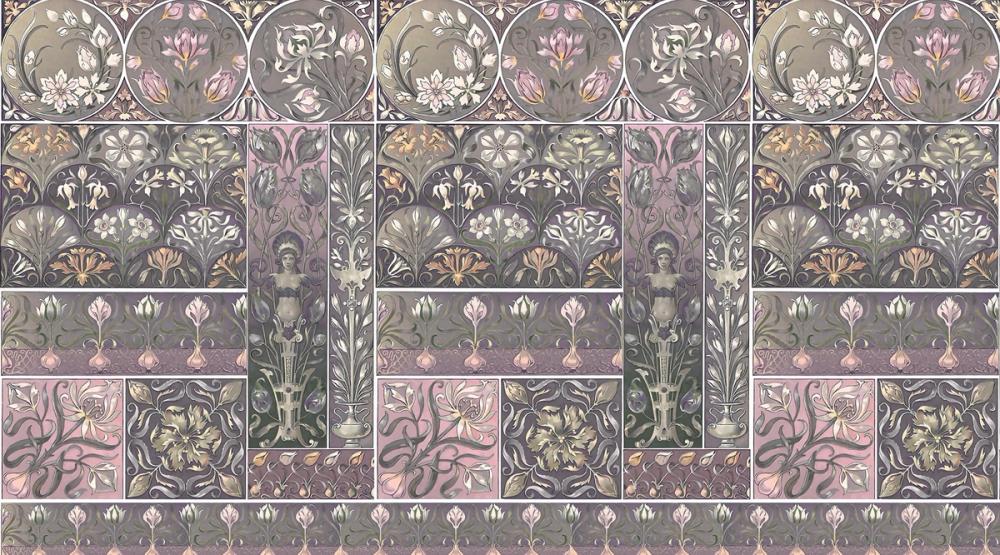Art Deco Floral Wall Pink
