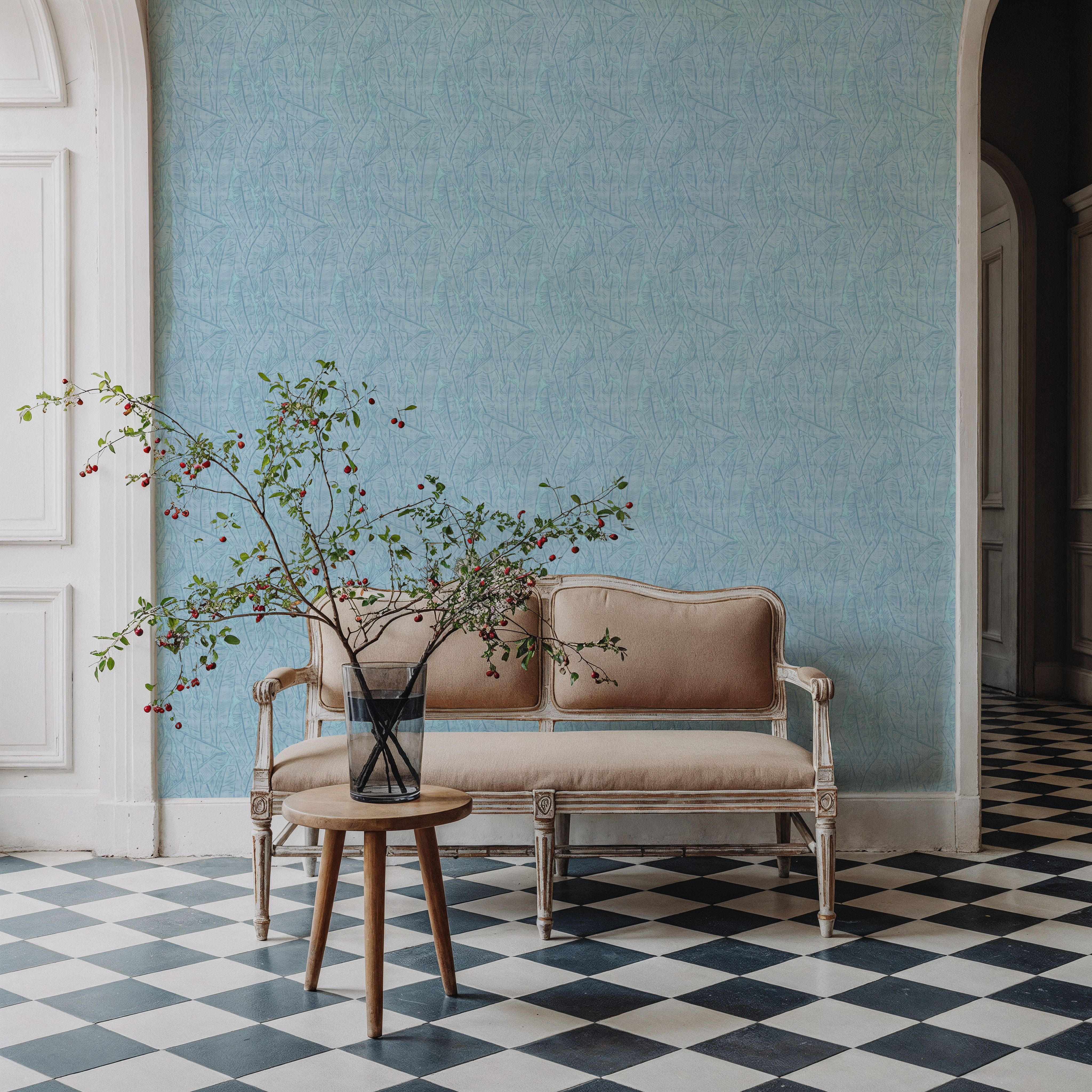 Banana Leaf Camo, French Blue