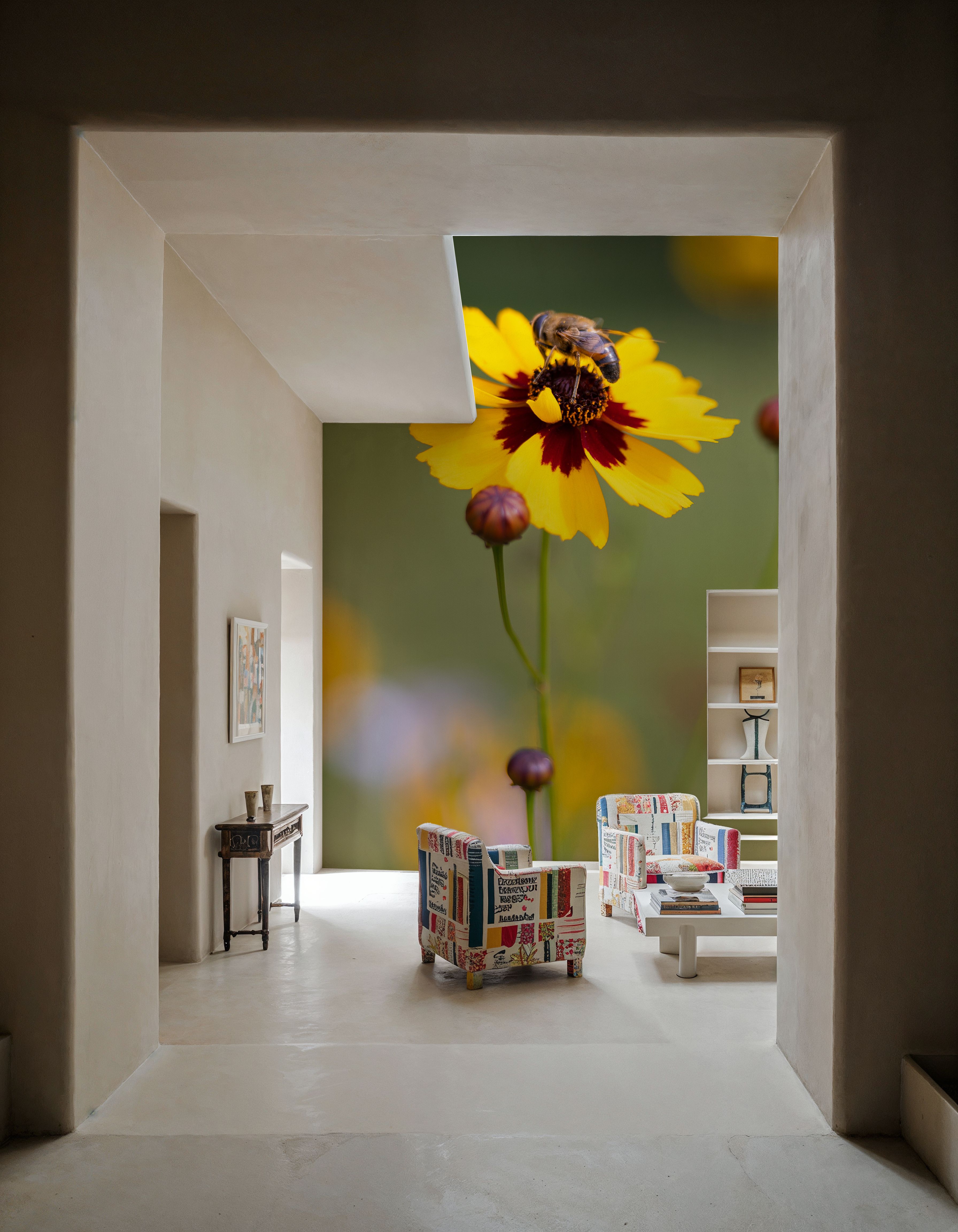 Garden Flower and Bee