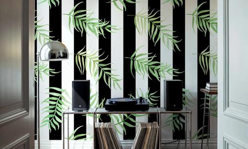 Black & White Stripe Leaves