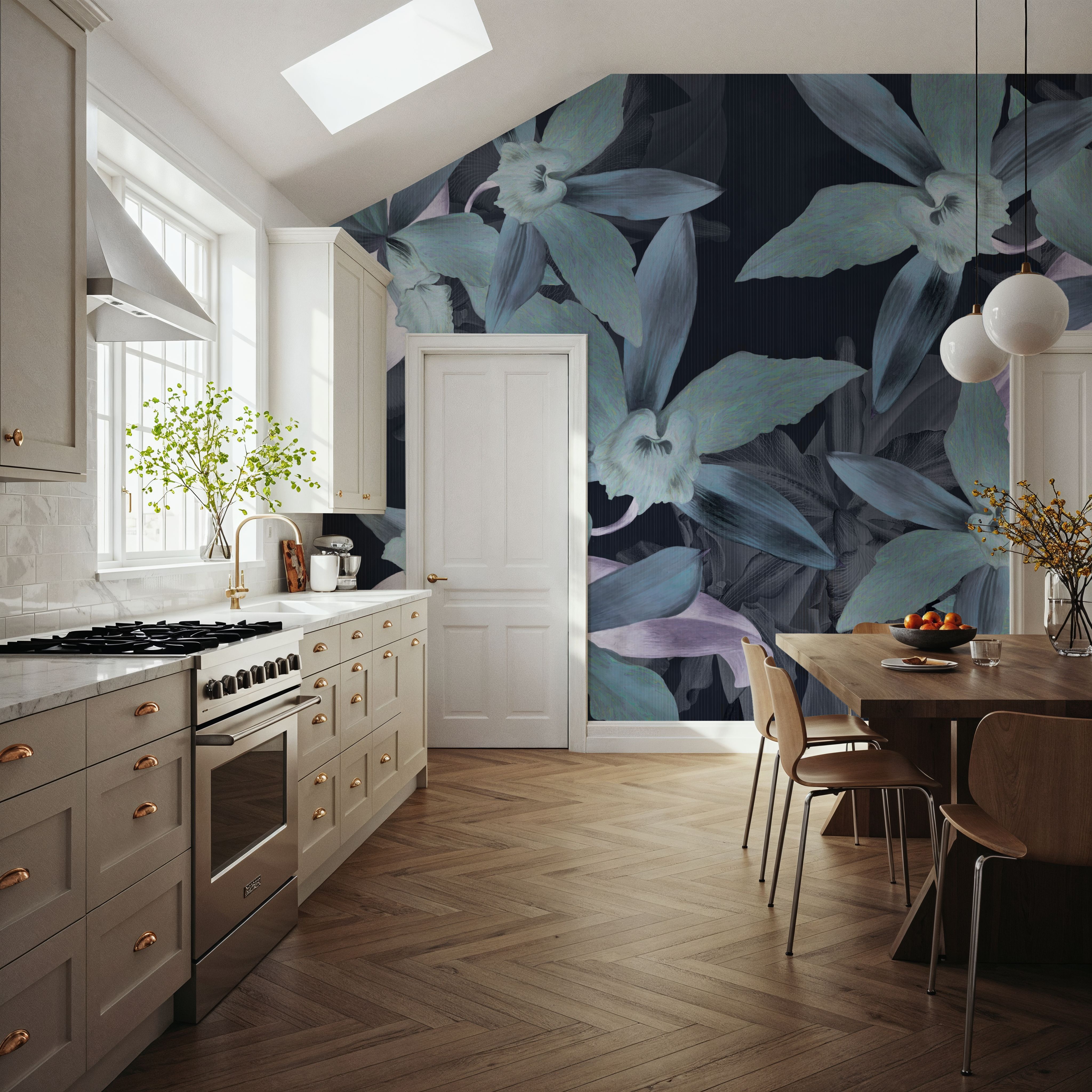 Big Orchids Dark Green