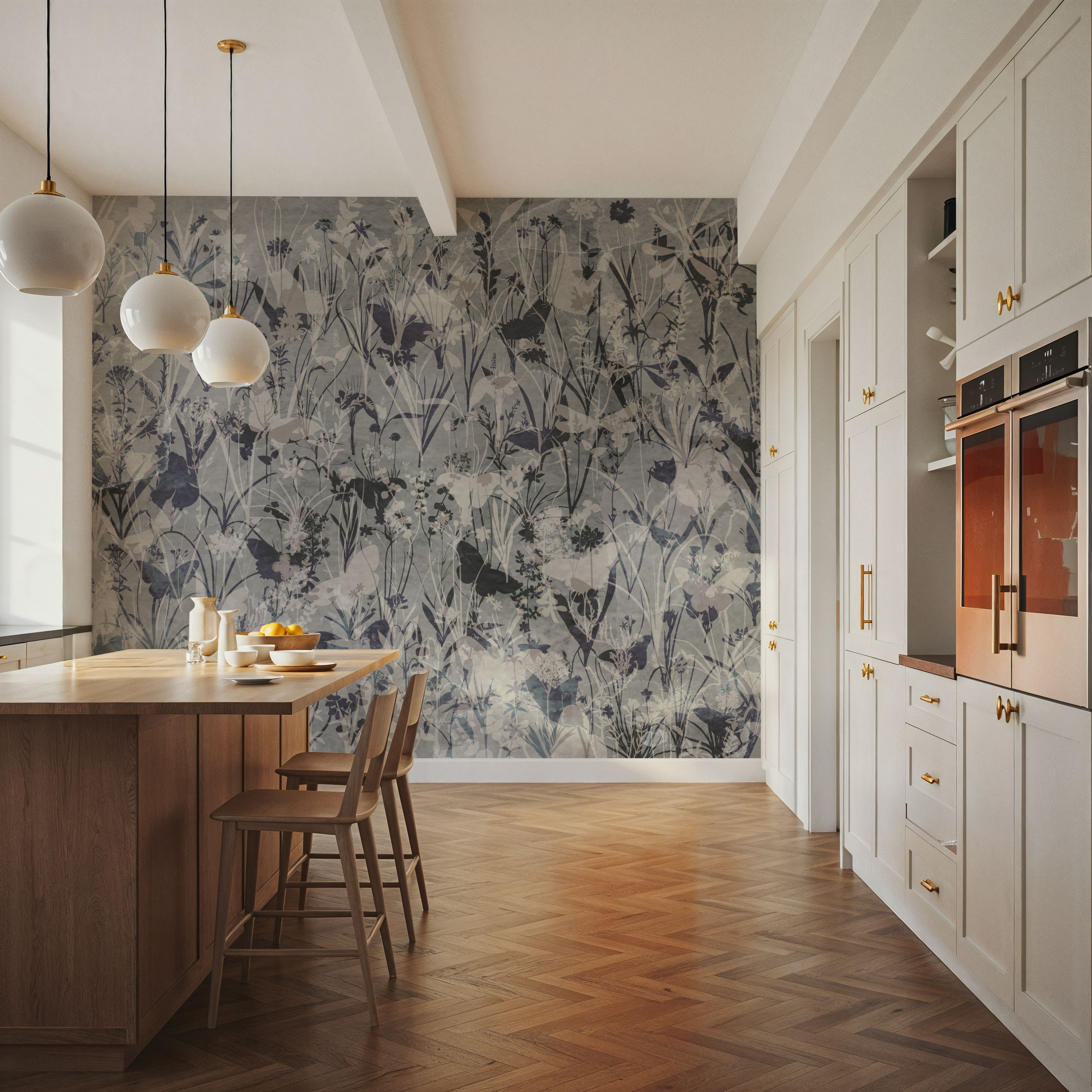 Herbals and Butterflies Double Silhouette Black