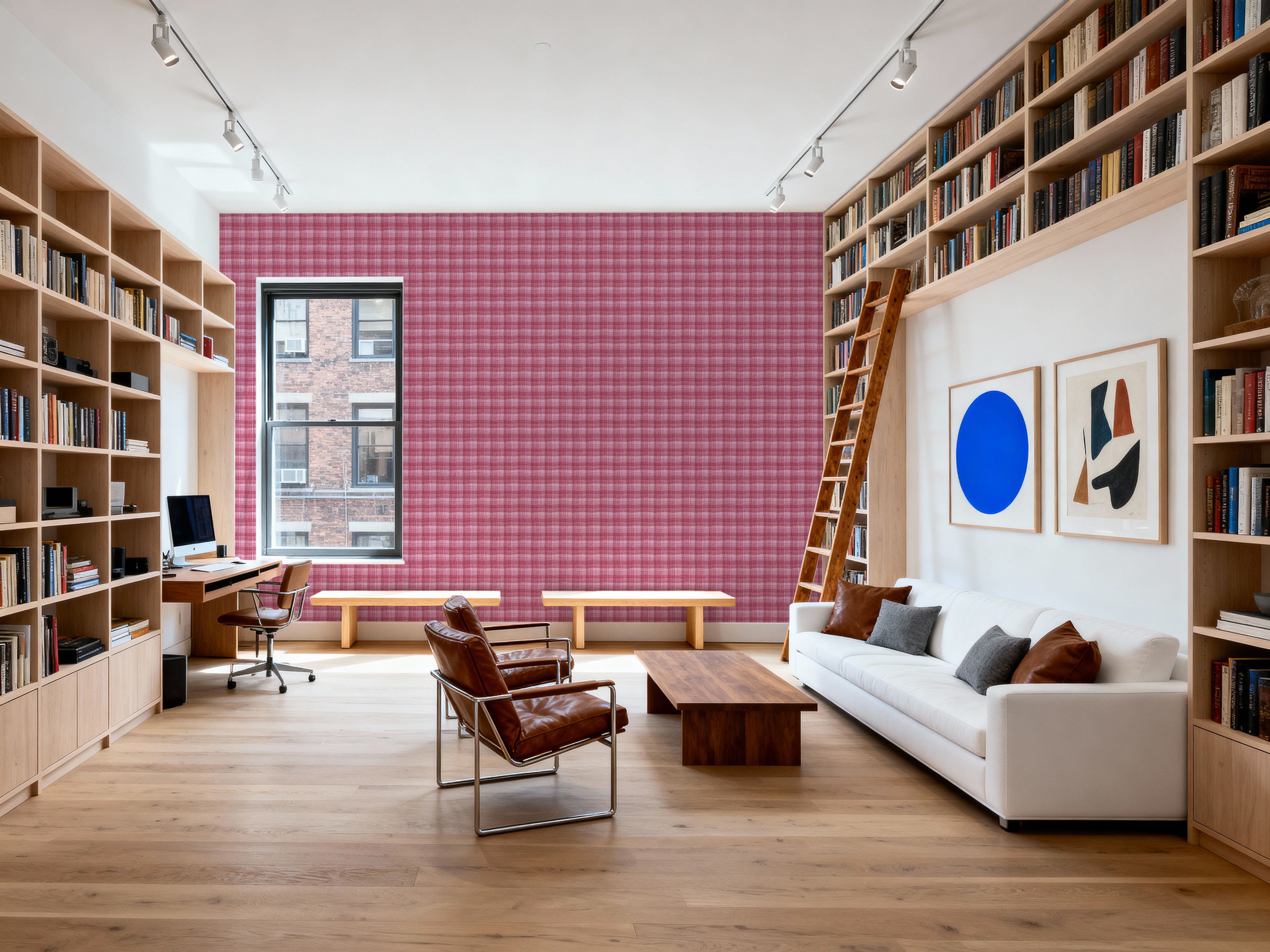 Stripy Gingham, Raspberry