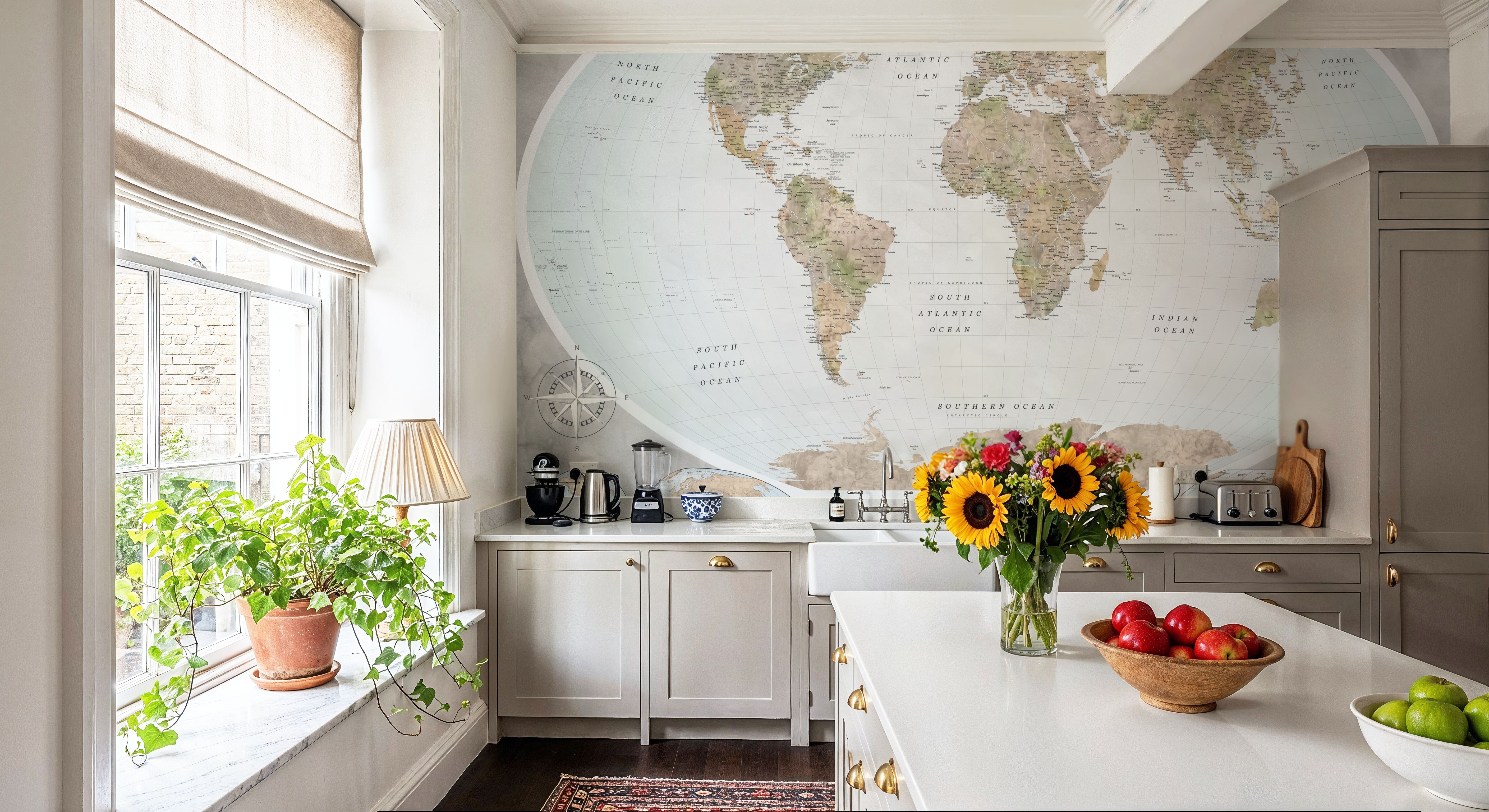 World Map Atlas Brown