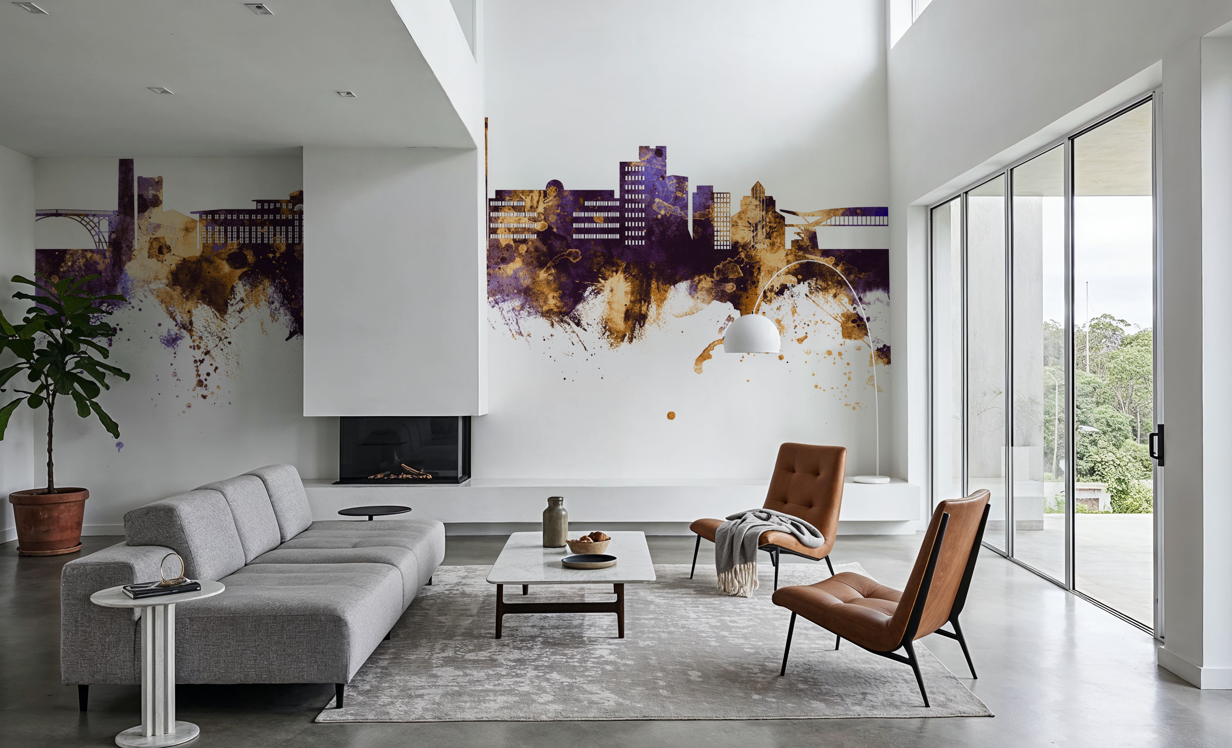 Telford England Skyline Purple & Gold