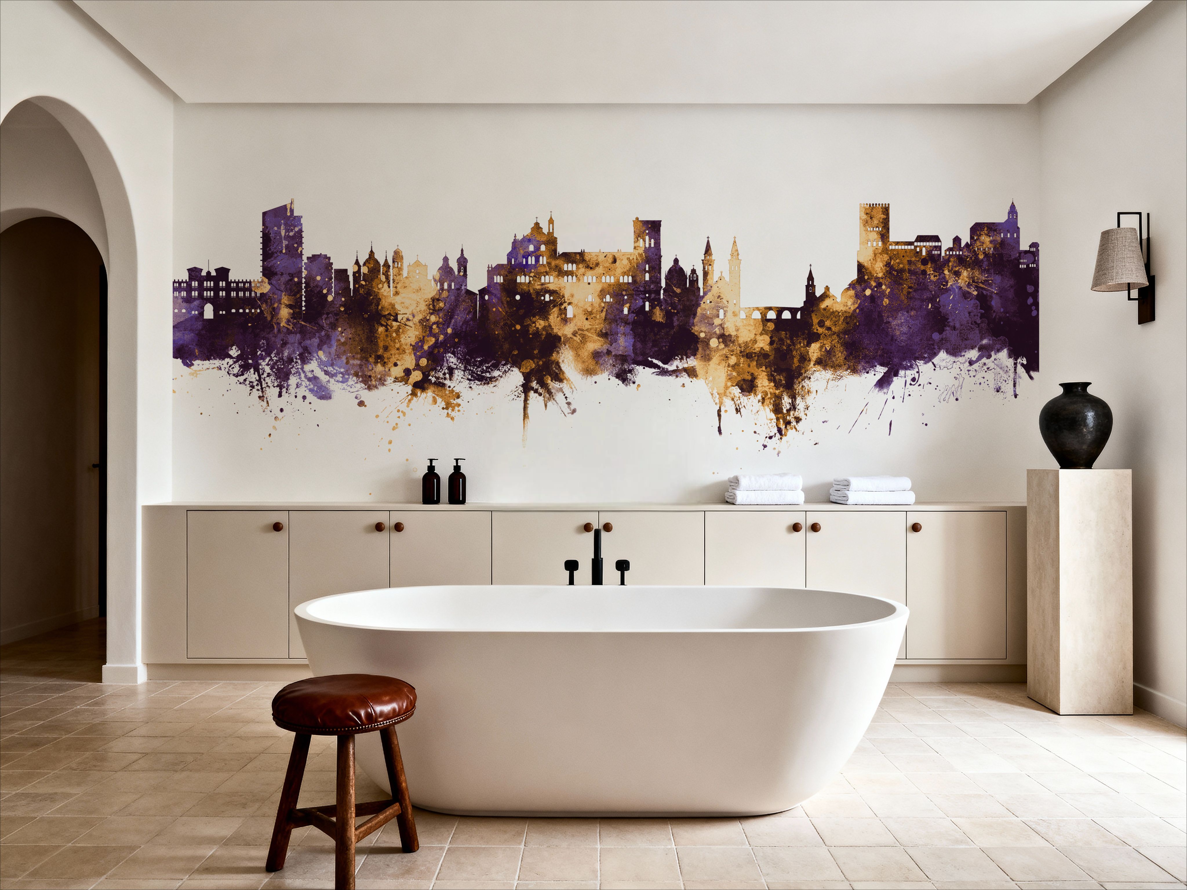 Granada Spain Skyline Purple & Gold