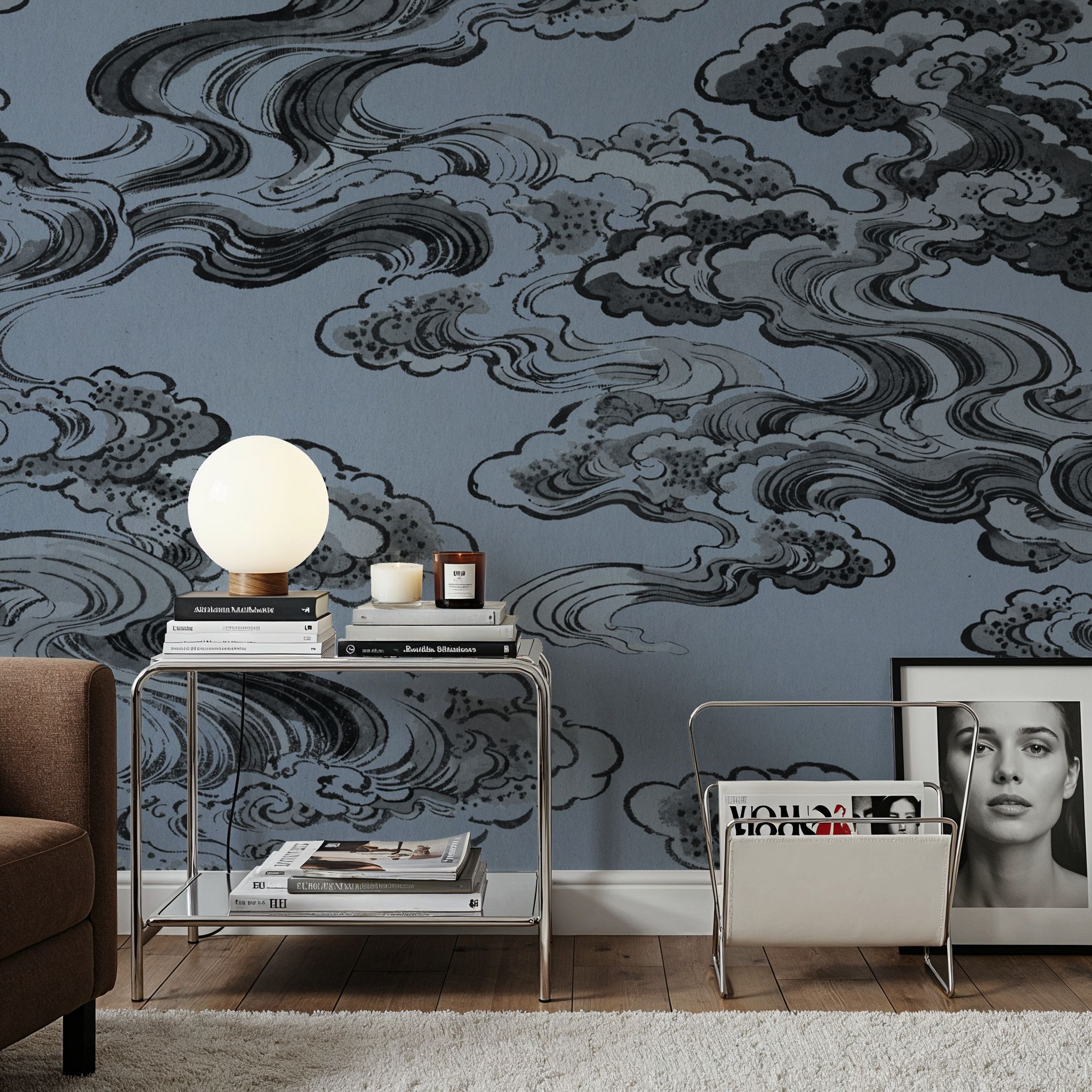 Ukiyo-e Clouds, Denim Blue