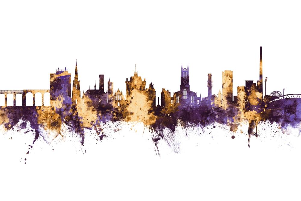 Huddersfield England Skyline Purple & Gold