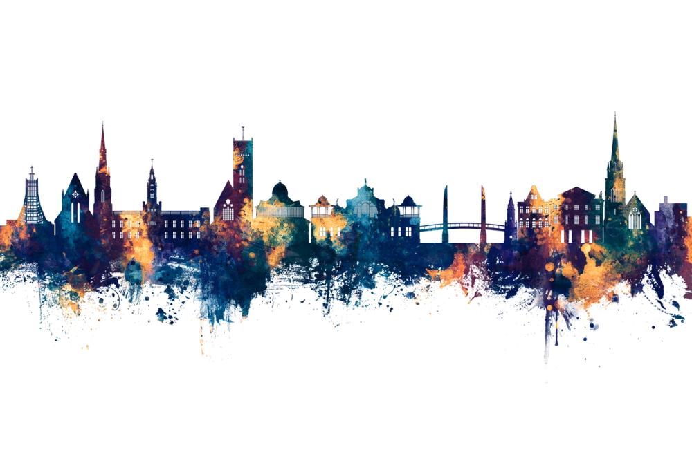 Torquay England Skyline Blue & Bronze