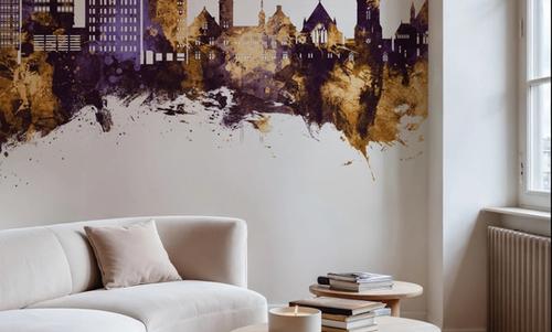 Swindon England Skyline Purple & Gold