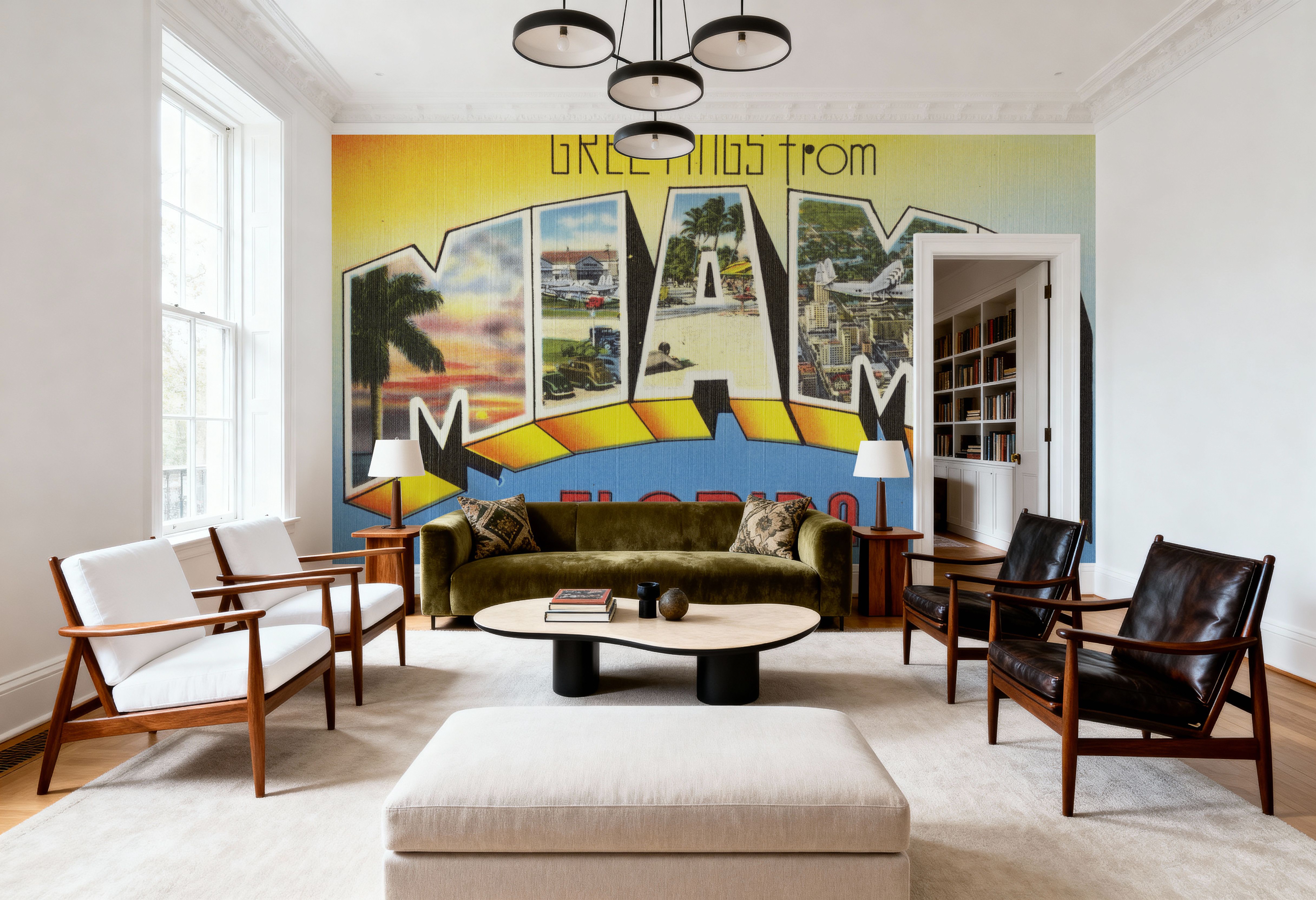 Greetings from Miami - Screenprint Postcard, Wallpaper