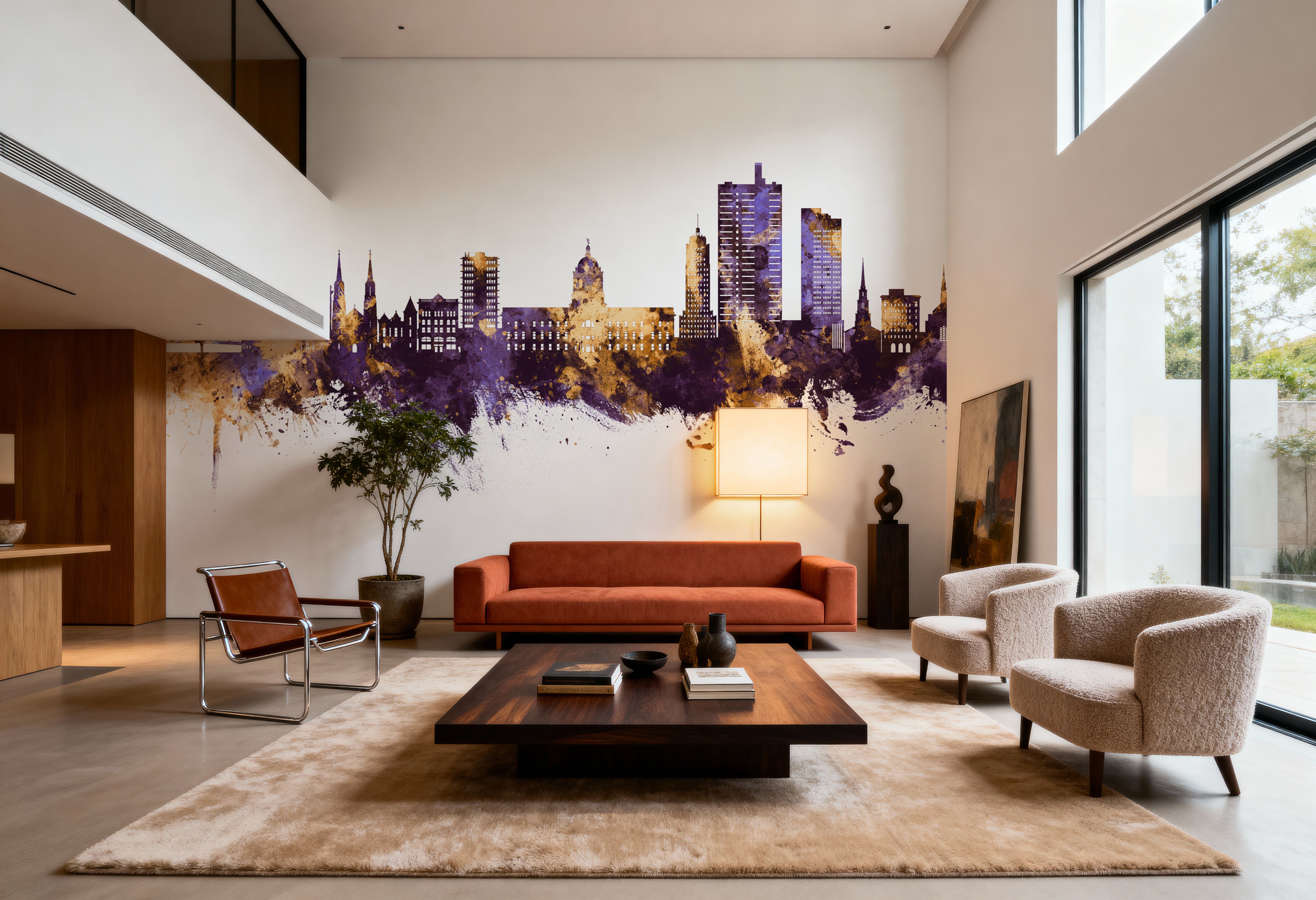 Fort Wayne Indiana Skyline Purple & Gold