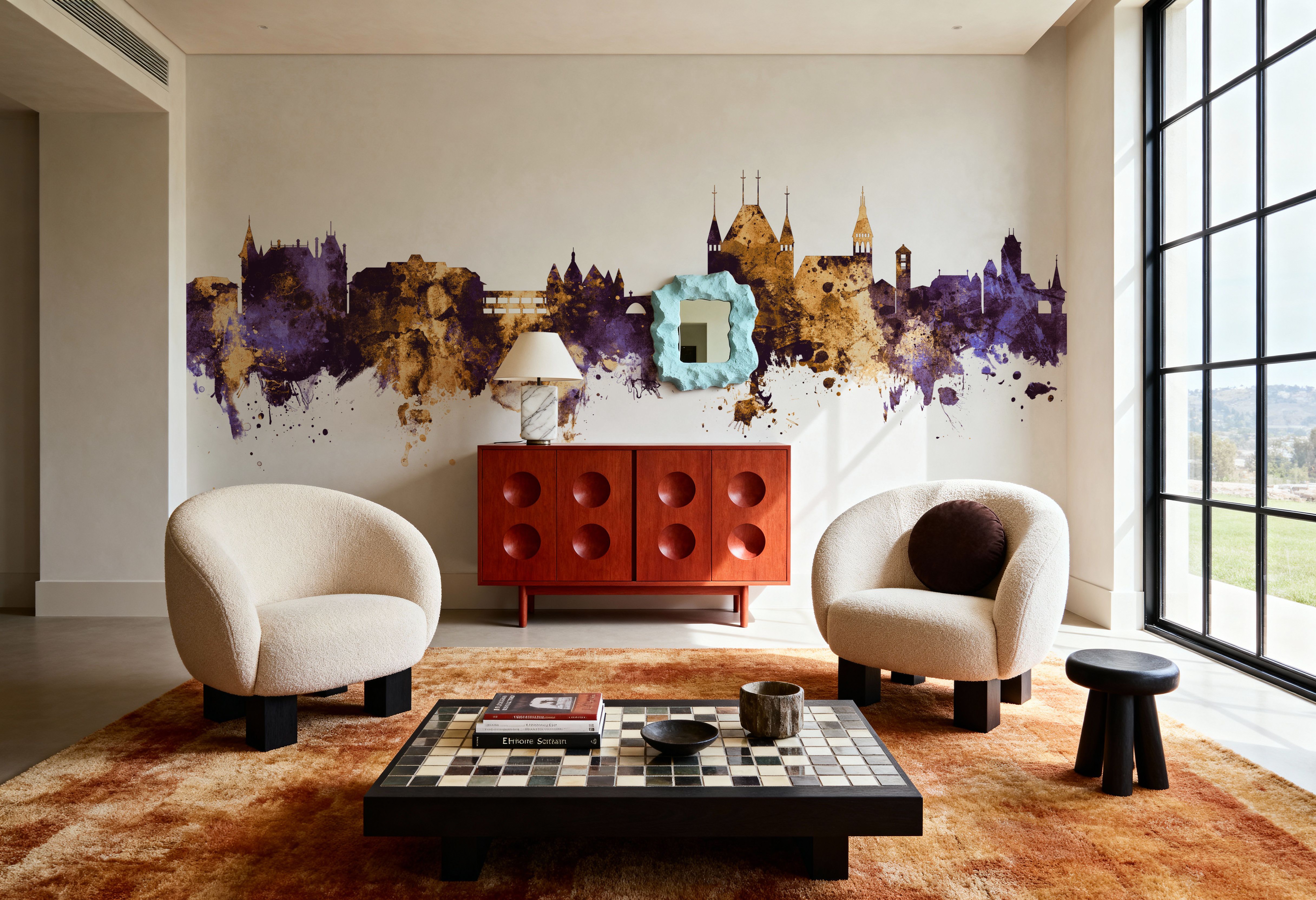 Thun Switzerland Skyline Purple & Gold