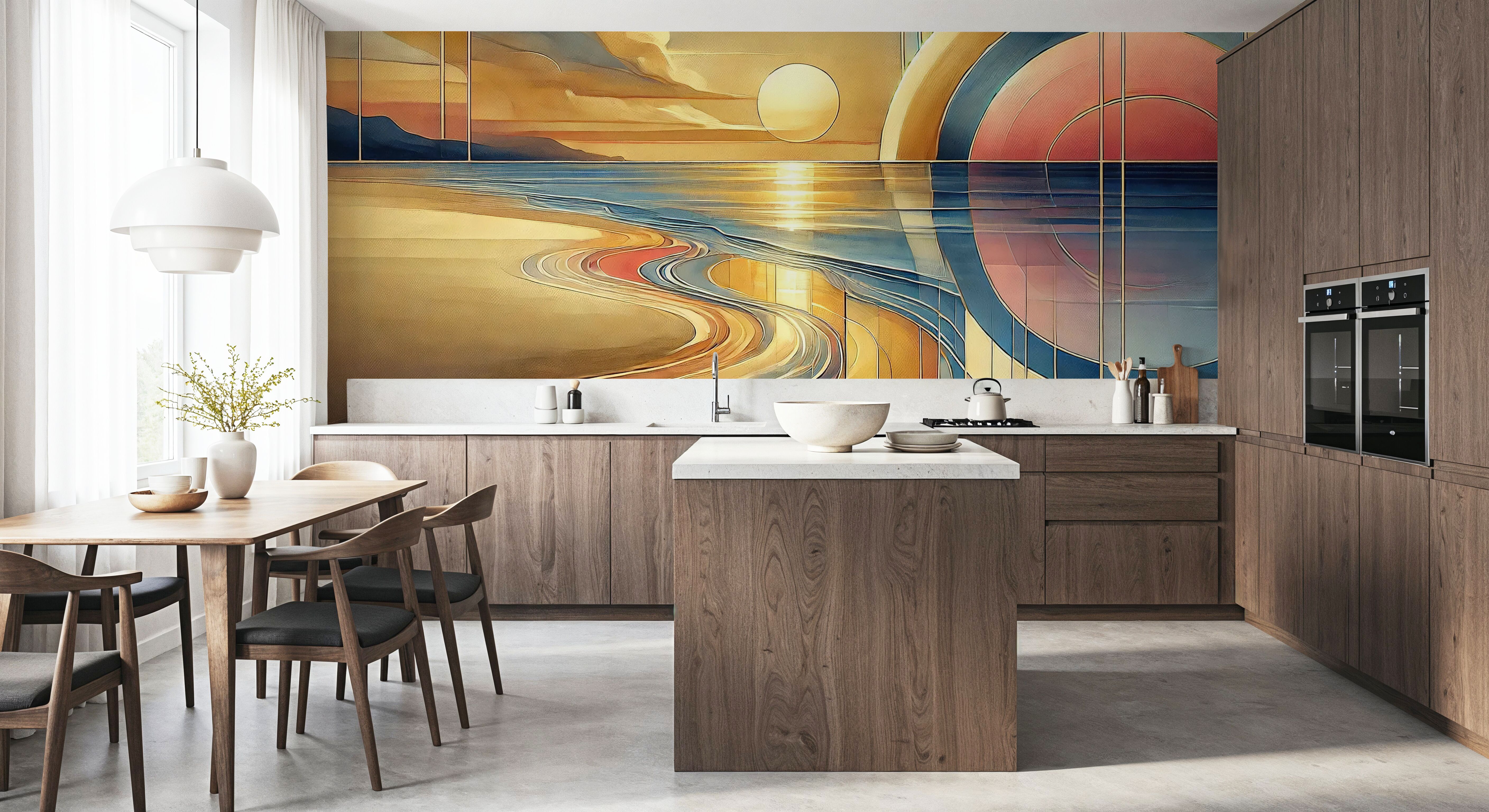 Sundown Serenity Scene in Art Deco