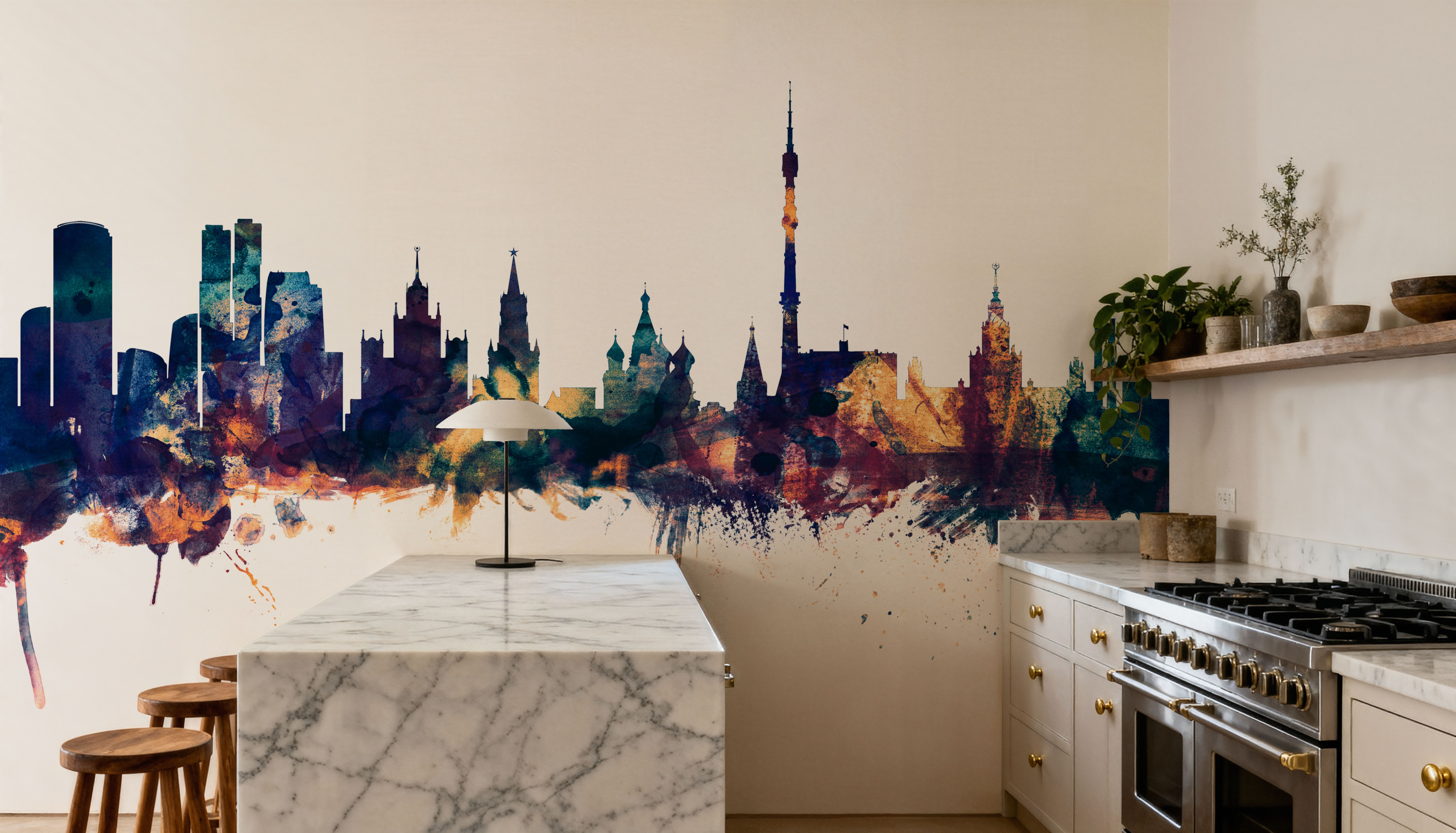Moscow Russia Skyline Blue & Bronze