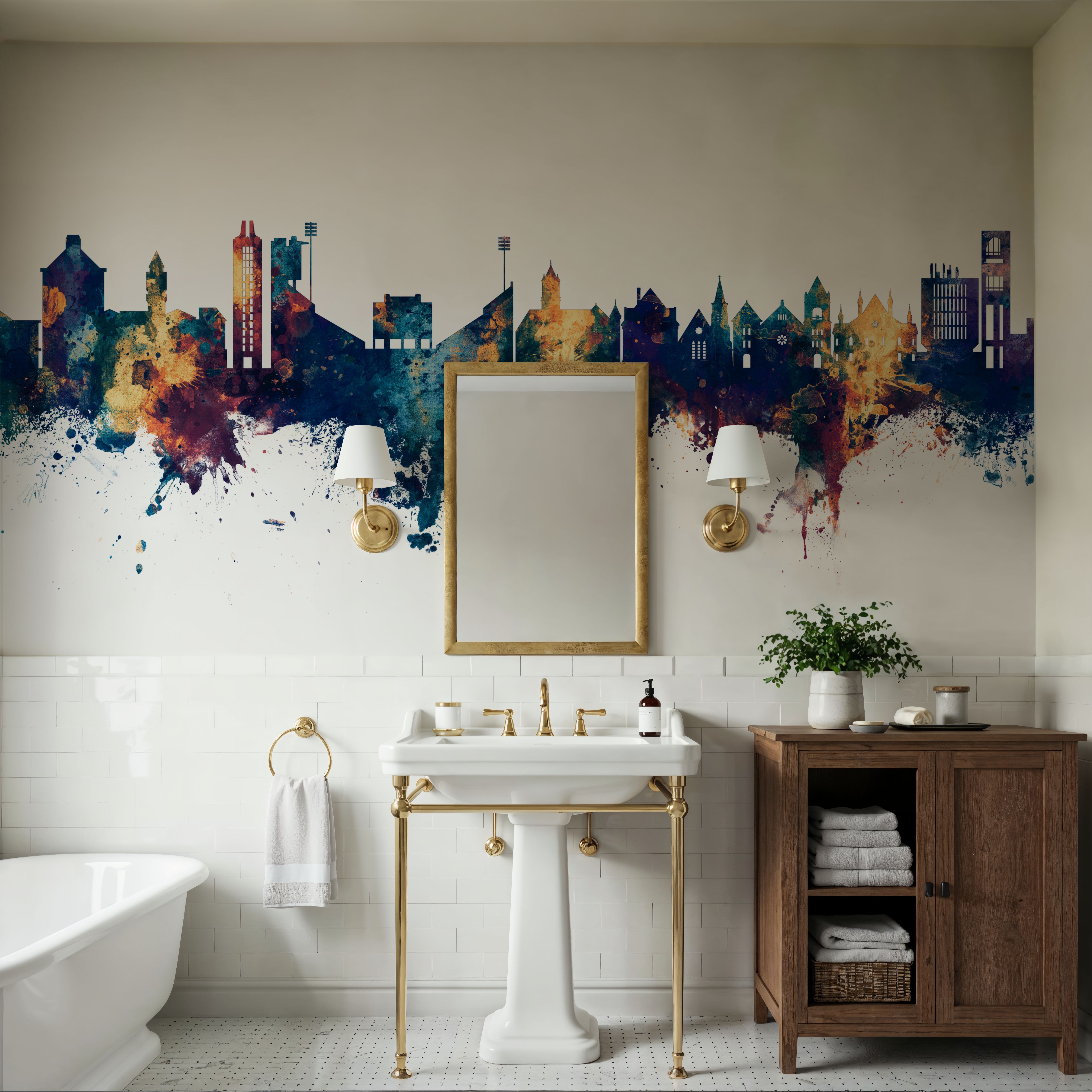 Lawrence Kansas Skyline Blue & Bronze