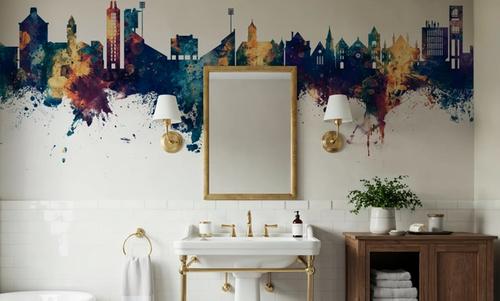 Lawrence Kansas Skyline Blue & Bronze