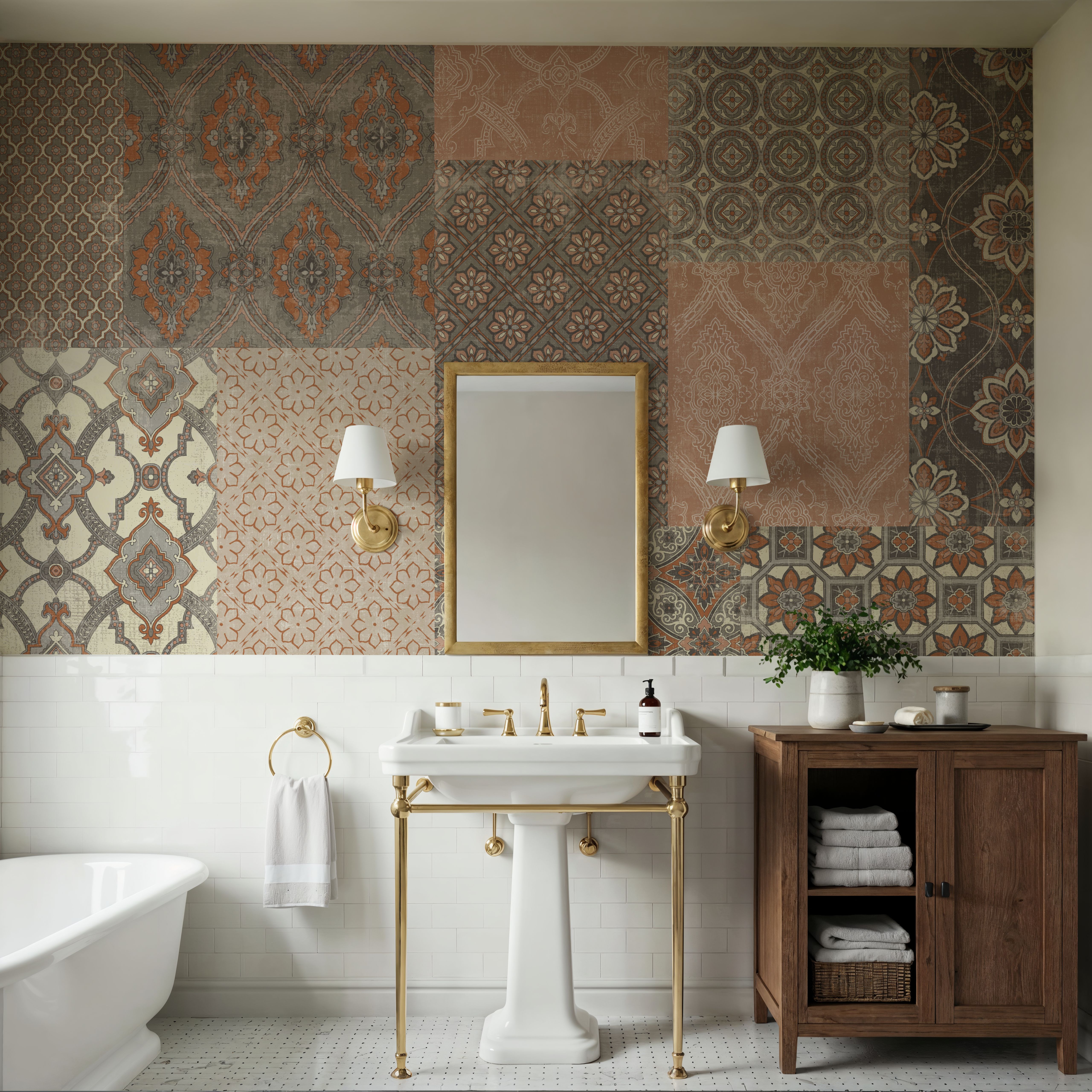 Venetian Patchwork I Orange Gray