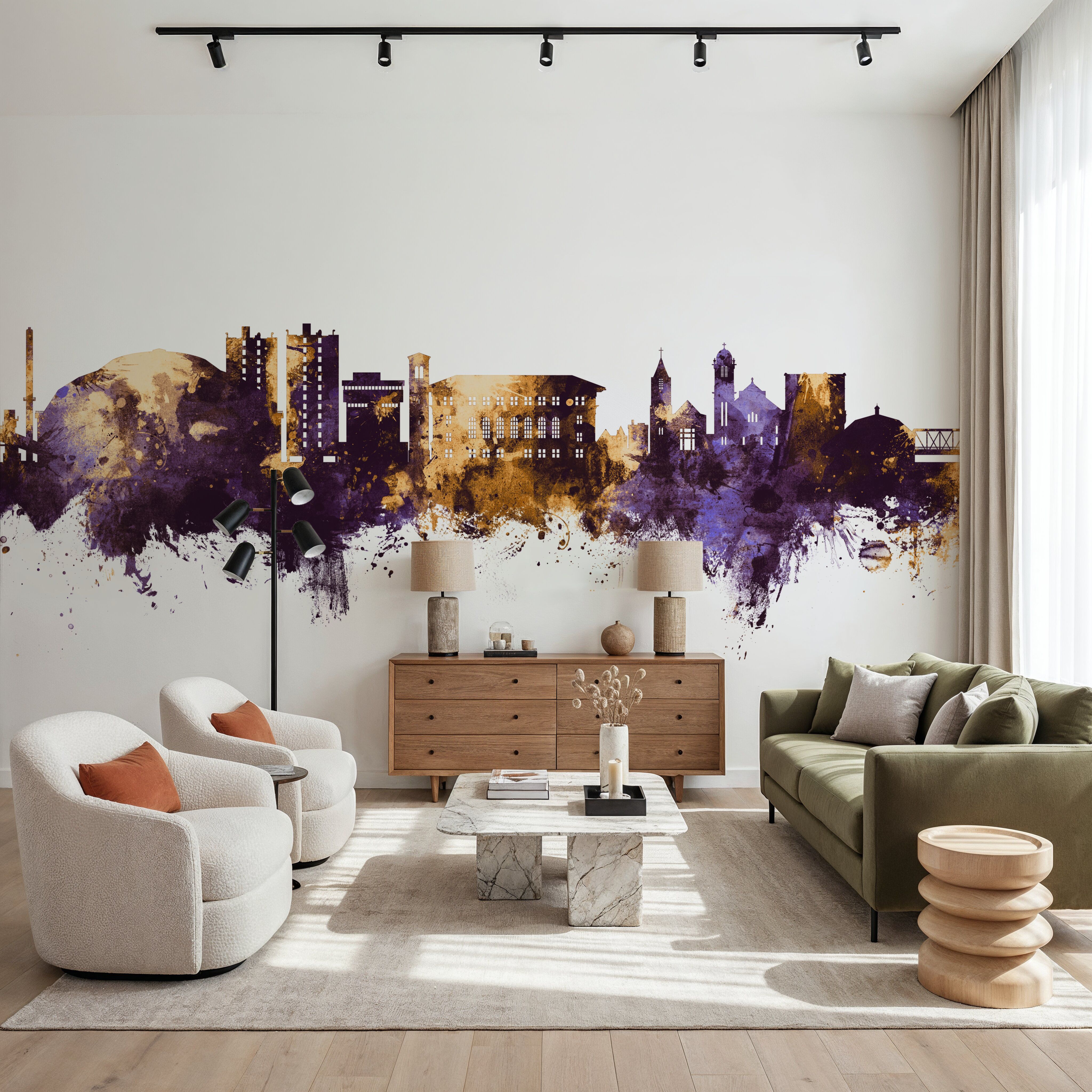 Cedar Falls Iowa Skyline Purple & Gold